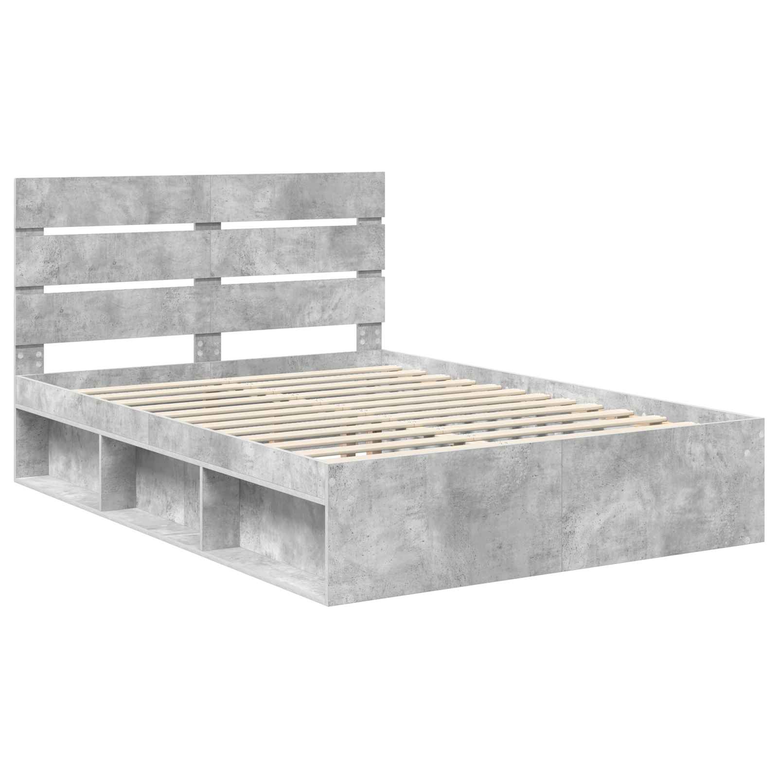 Krevetna konstrukcija Beton 140 x 190 cm Čvrsto borovo drvo