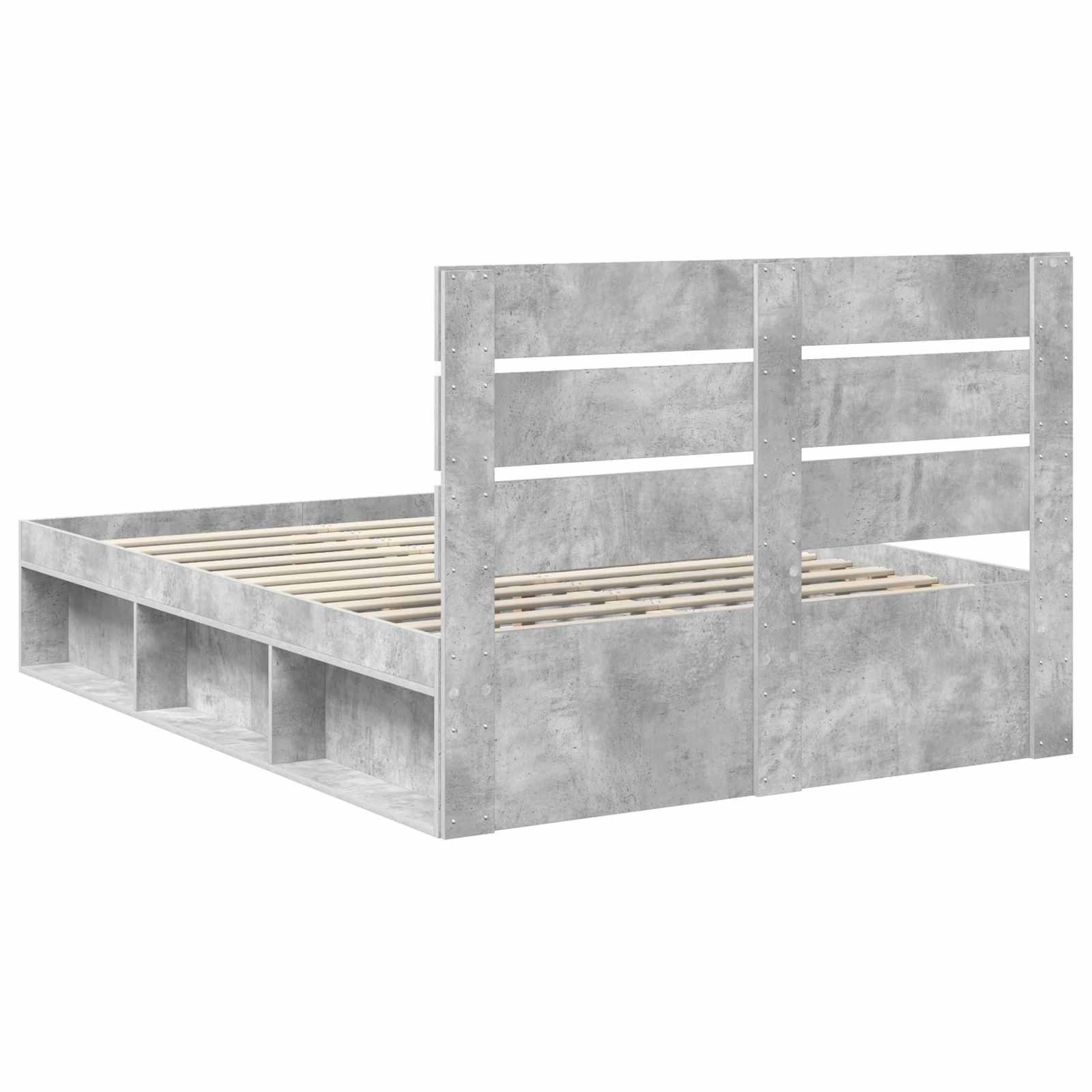 Krevetna konstrukcija Beton 140 x 190 cm Čvrsto borovo drvo