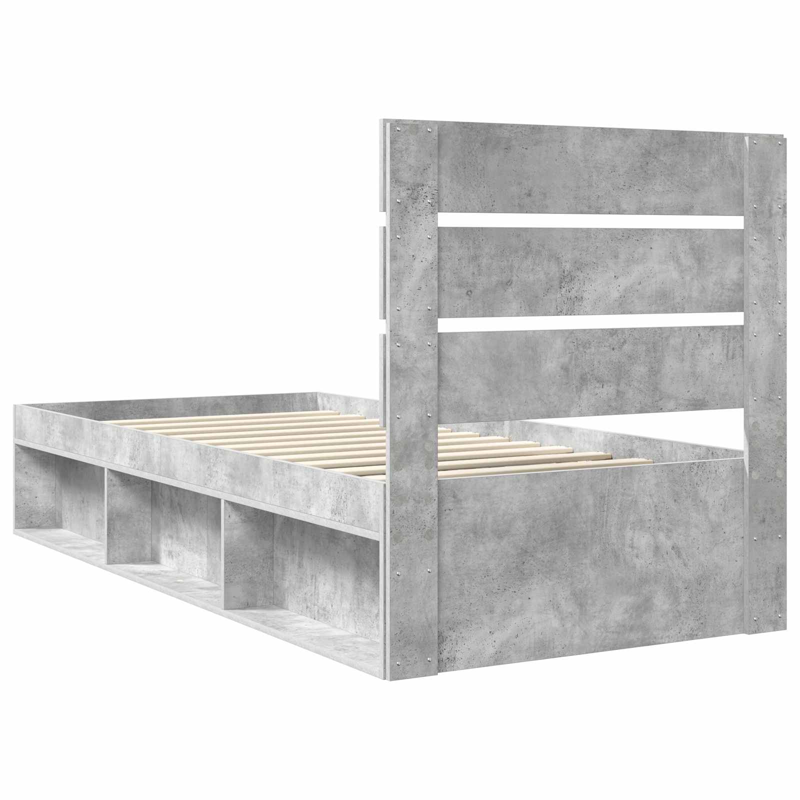 Krevetna konstrukcija Beton 90 x 200 cm Čvrsto borovo drvo