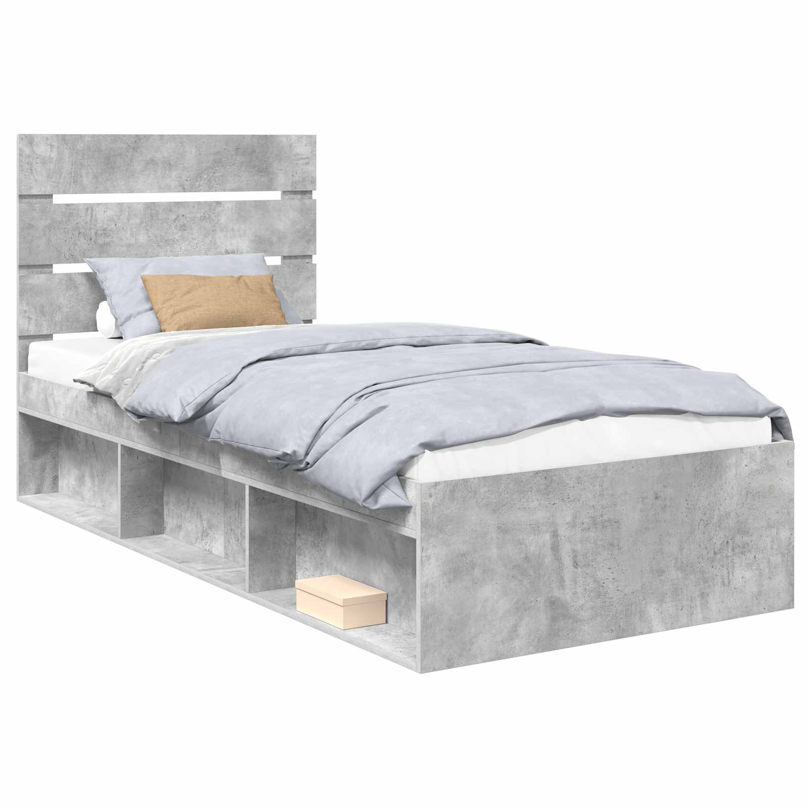 Krevetna konstrukcija s uzglavljem Betonska siva 75 x 190 cm
