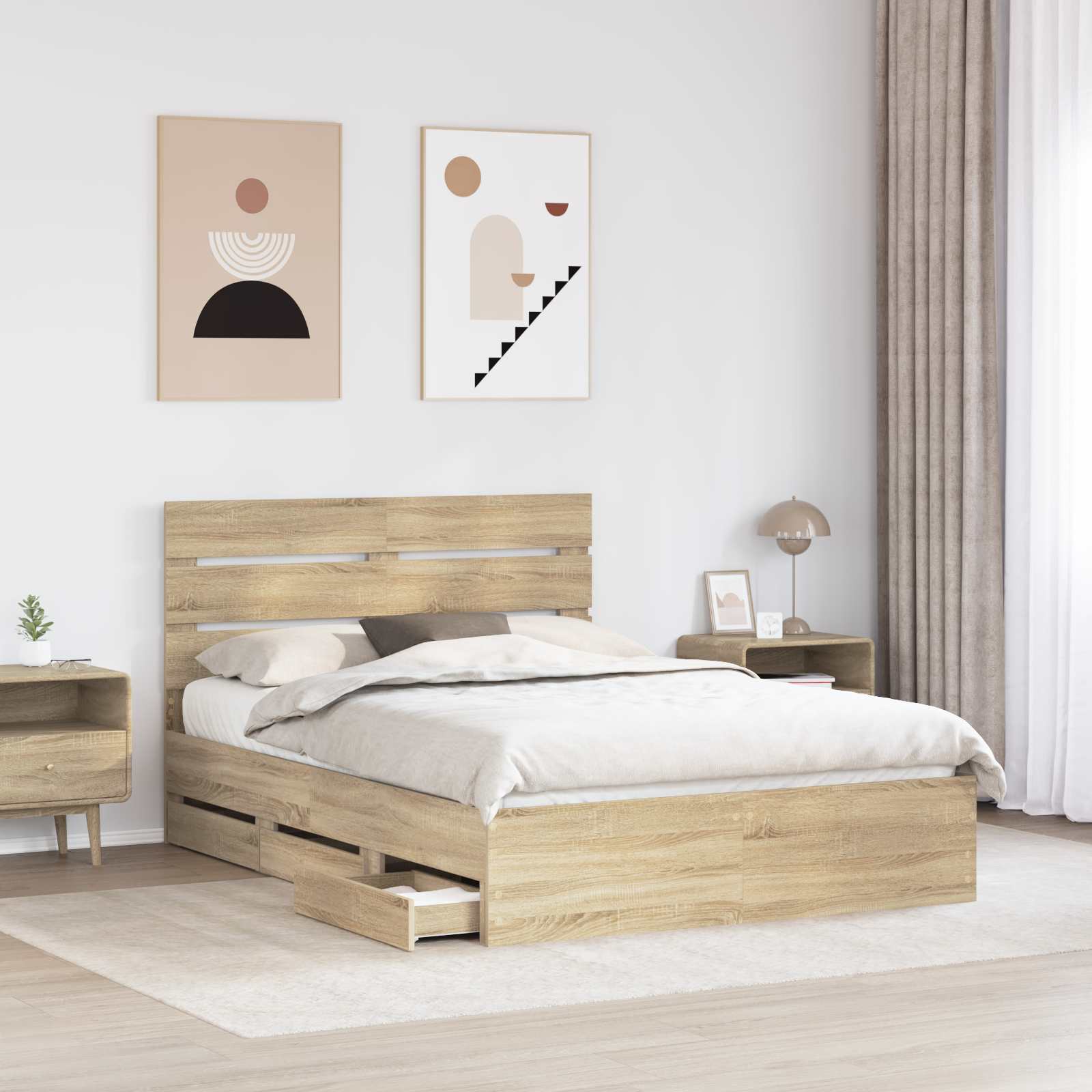 Krevetna konstrukcija s ladicama Sonoma hrast 150 x 200 cm