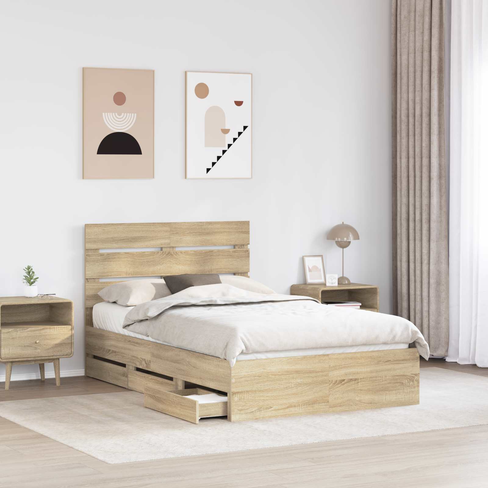 Krevetna konstrukcija s ladicama Sonoma hrast 120 x 200 cm