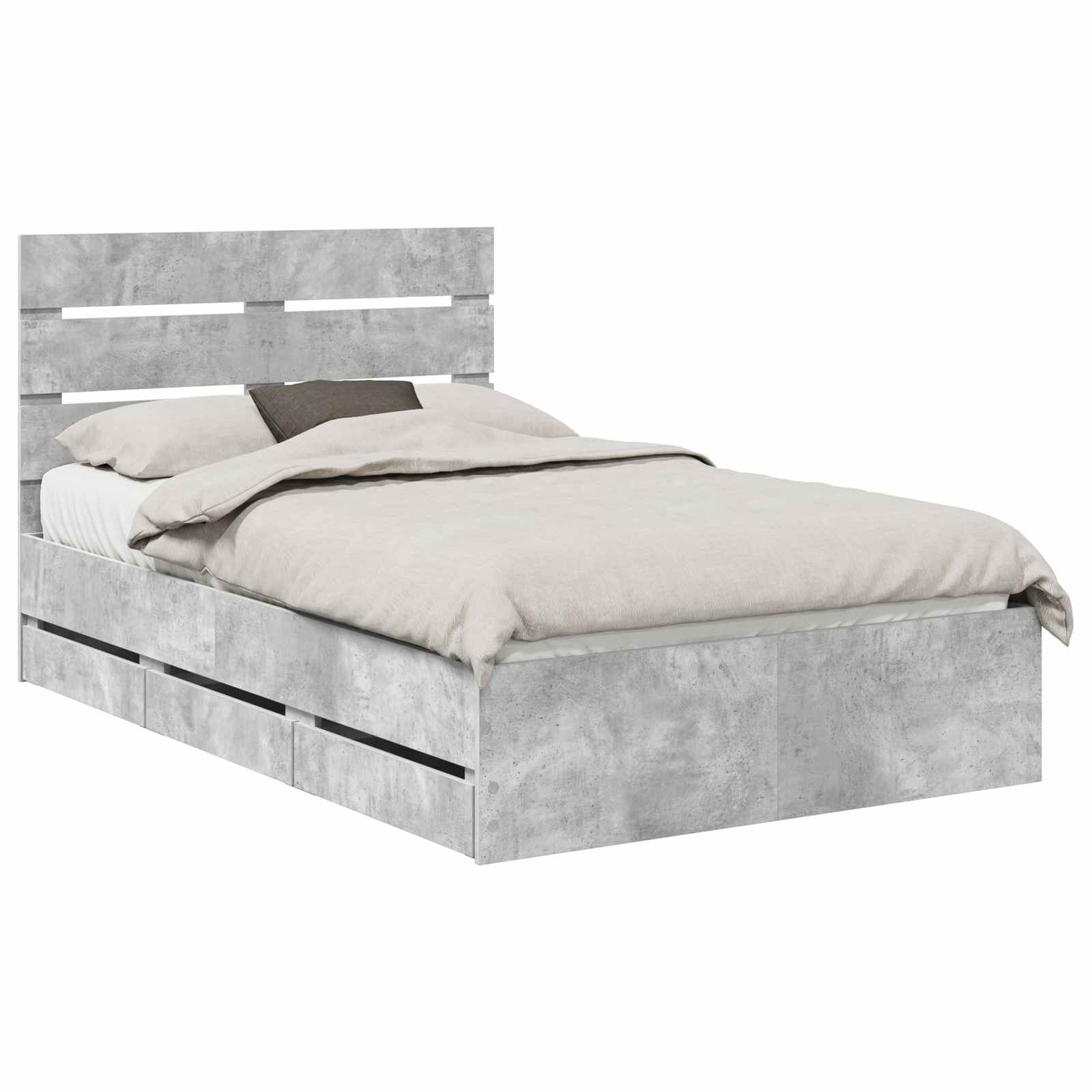 Krevetna konstrukcija s ladicama Betonski sivi 120 x 190 cm