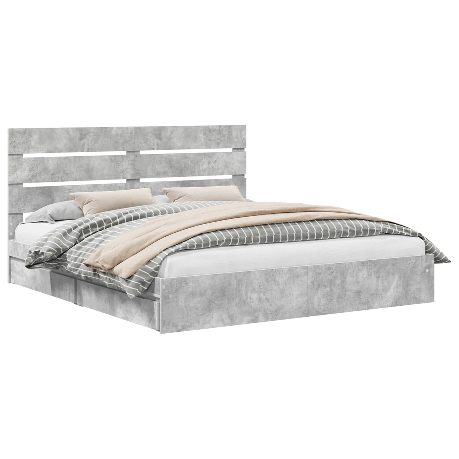 Krevet s od storage s uzglavljem Betonski sivi 200 x 200 cm