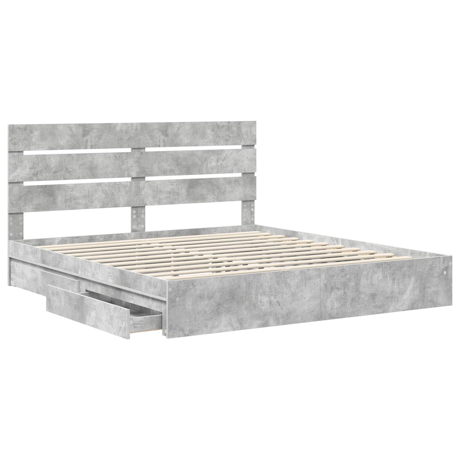 Krevet s od storage s uzglavljem Betonski sivi 200 x 200 cm