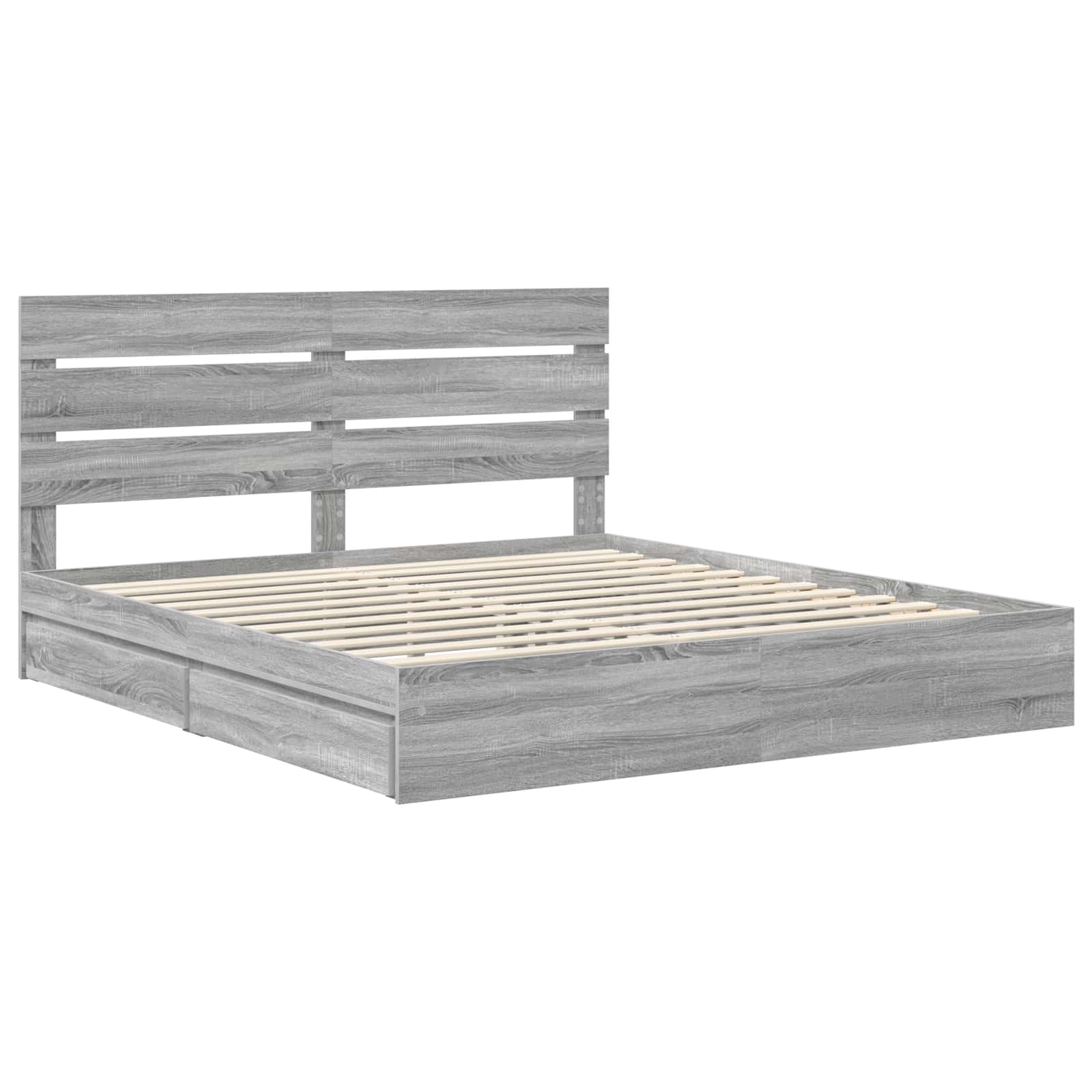 Krevet s od storage Siva Sonoma 200 x 200 cm Konstruirano drvo