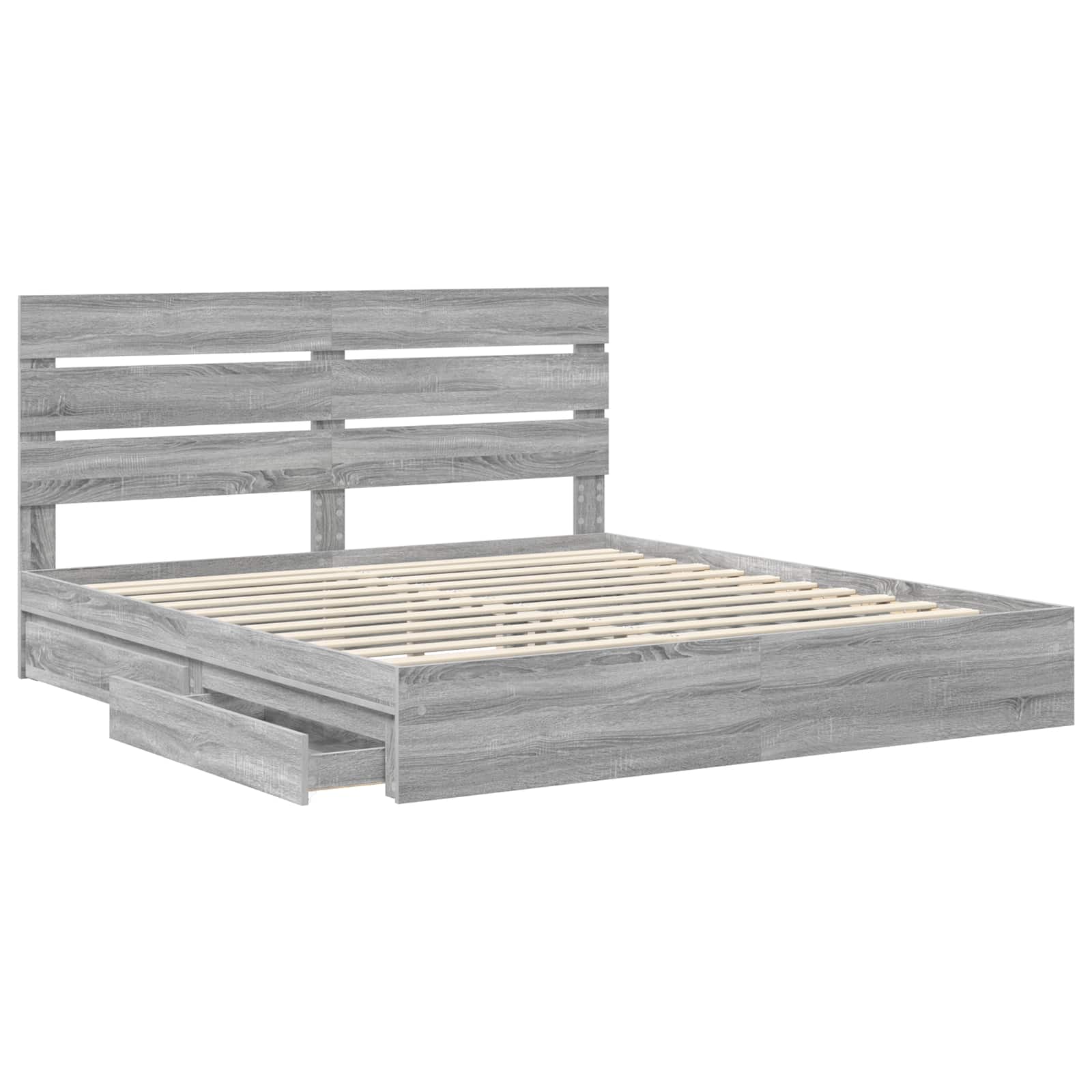 Krevet s od storage Siva Sonoma 180 x 200 cm Konstruirano drvo