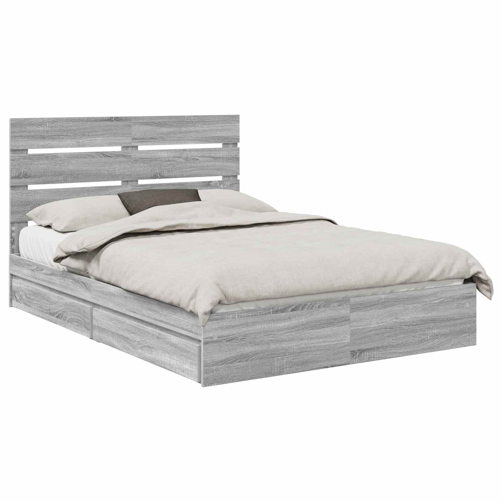 Krevet s od storage Siva Sonoma 160 x 200 cm Konstruirano drvo