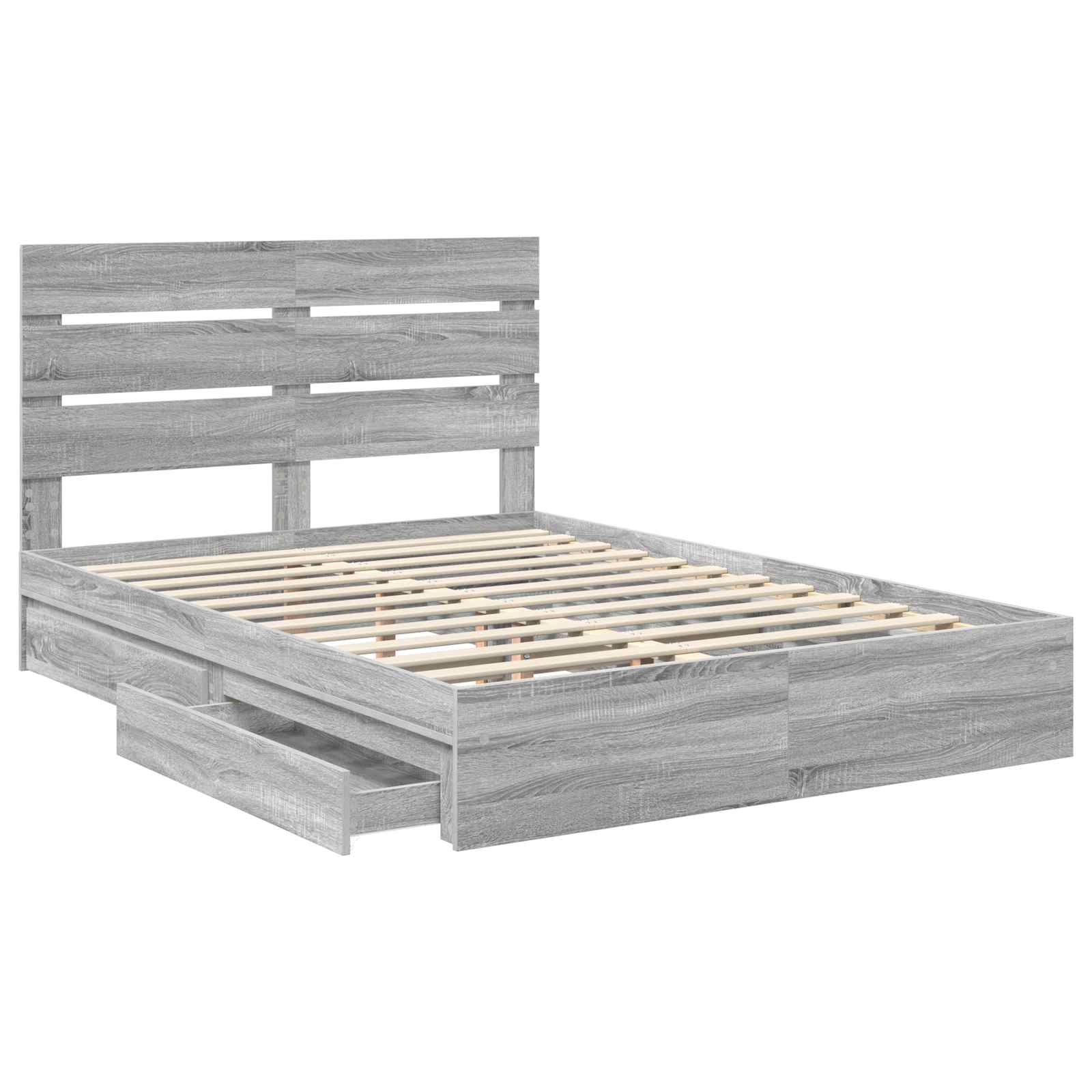 Krevet s od storage Siva Sonoma 140 x 200 cm Konstruirano drvo