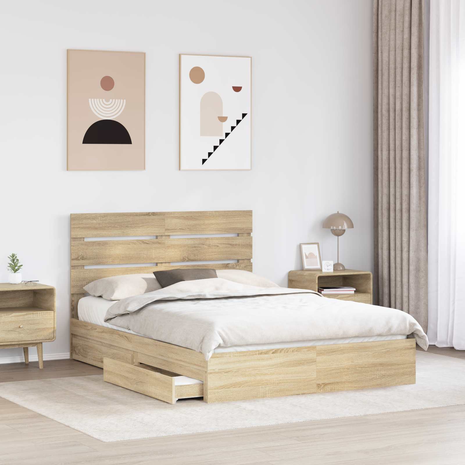 Krevet s od storage Sonoma hrast 140 x 190 cm Konstruirano drvo
