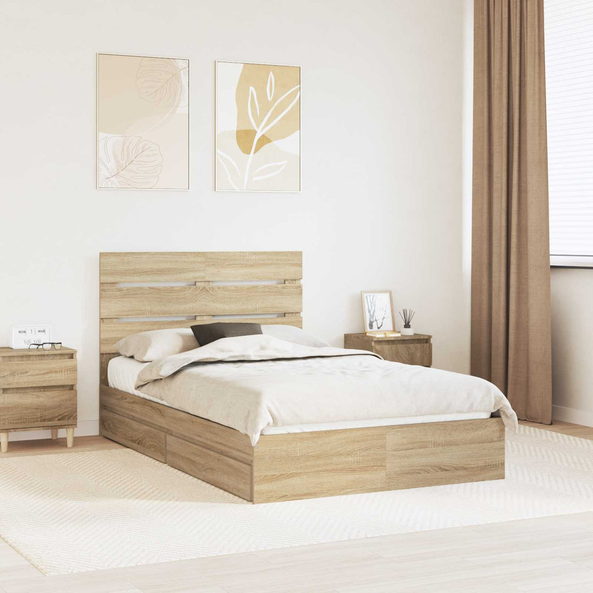 Krevet s od storage Sonoma hrast 135 x 190 cm Konstruirano drvo