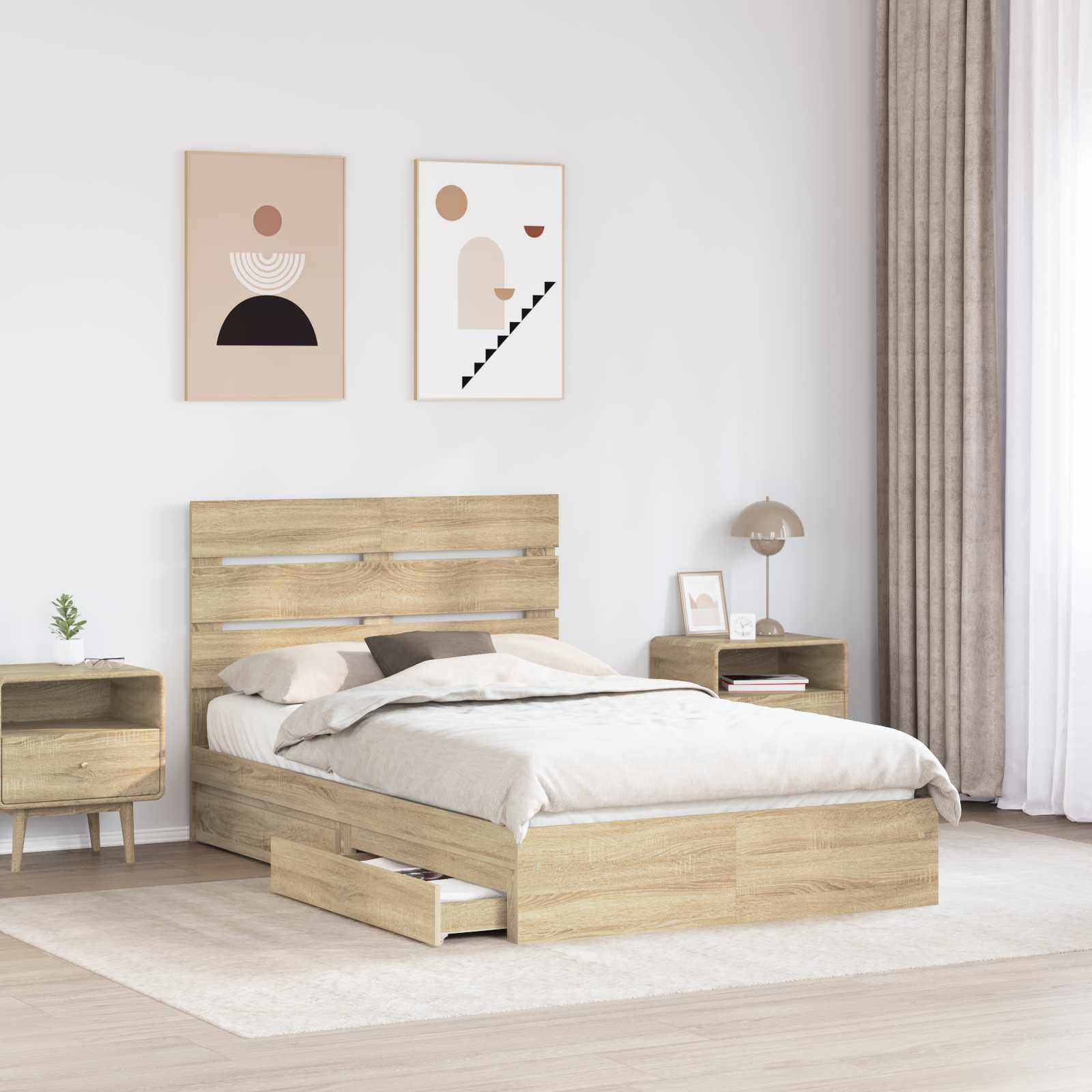 Krevet s od storage Sonoma hrast 120 x 200 cm Konstruirano drvo