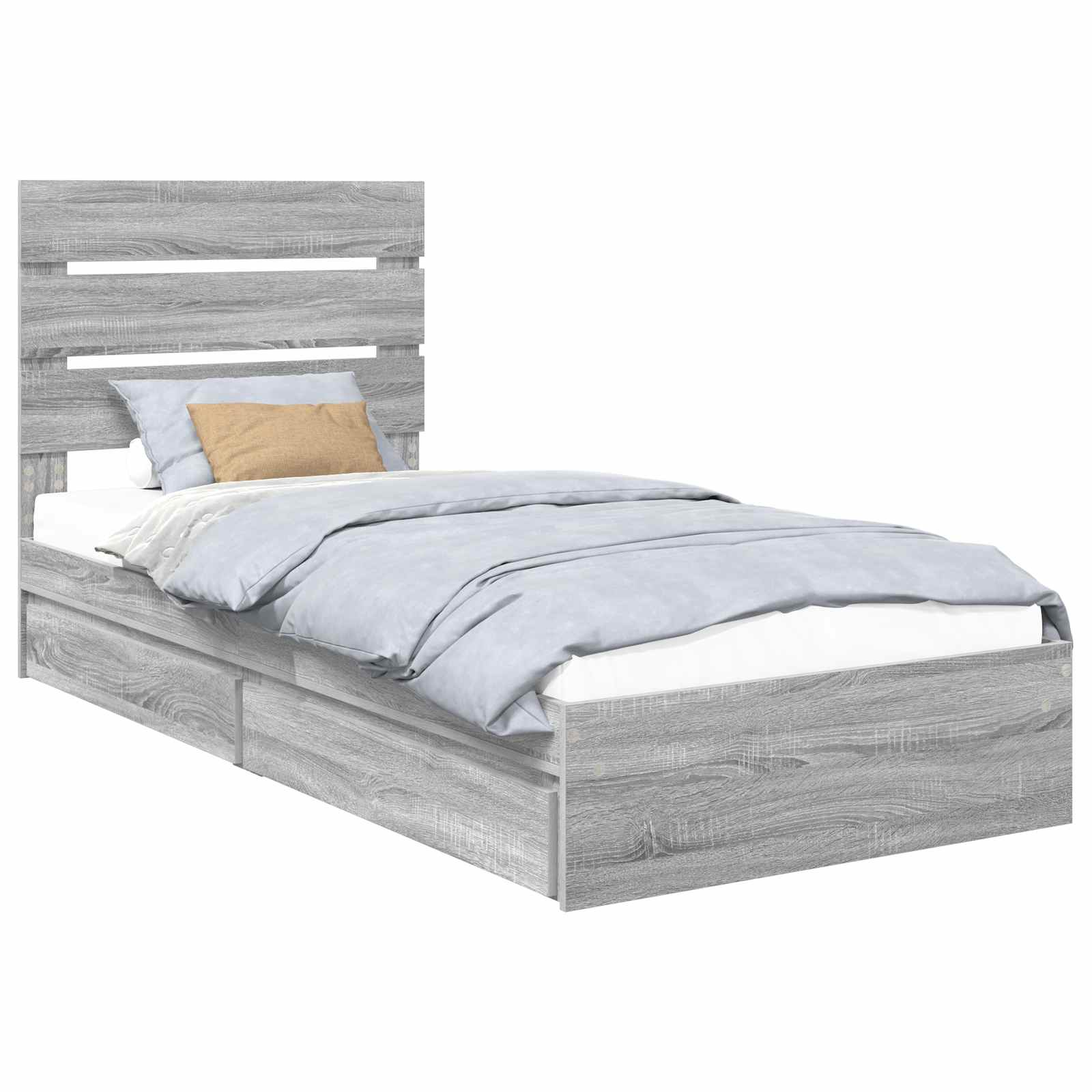 Krevet s od storage Siva Sonoma 100 x 200 cm Konstruirano drvo