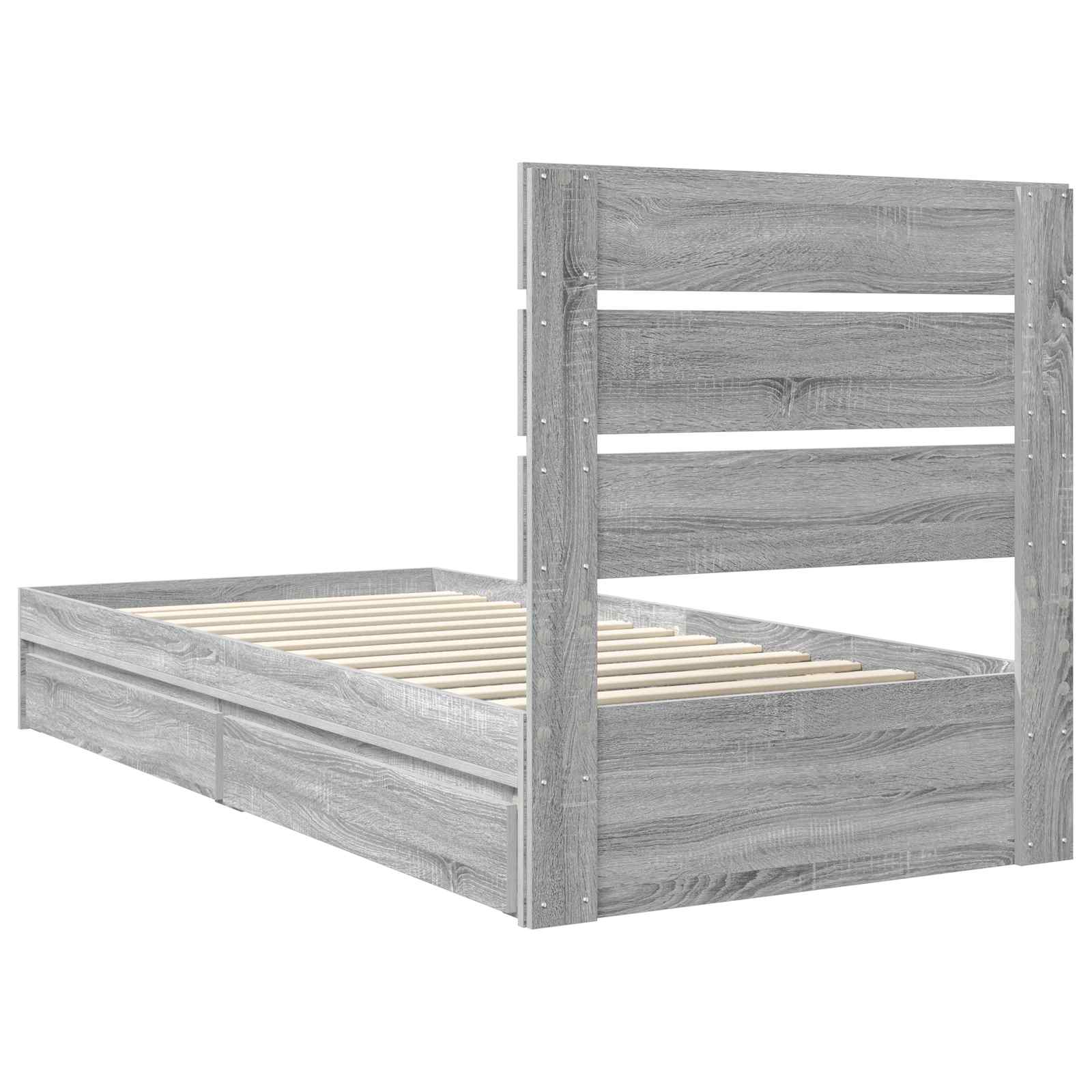 Krevet s od storage Siva Sonoma 100 x 200 cm Konstruirano drvo