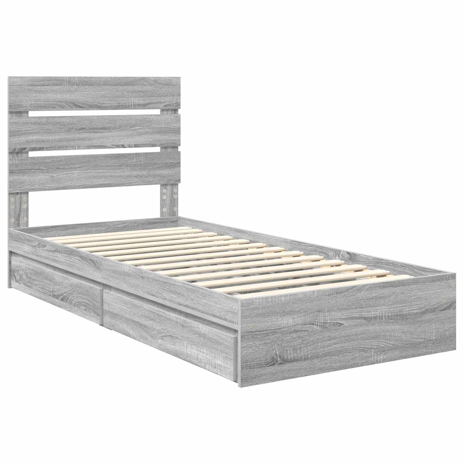 Krevet s od storage Siva Sonoma 90 x 200 cm Konstruirano drvo