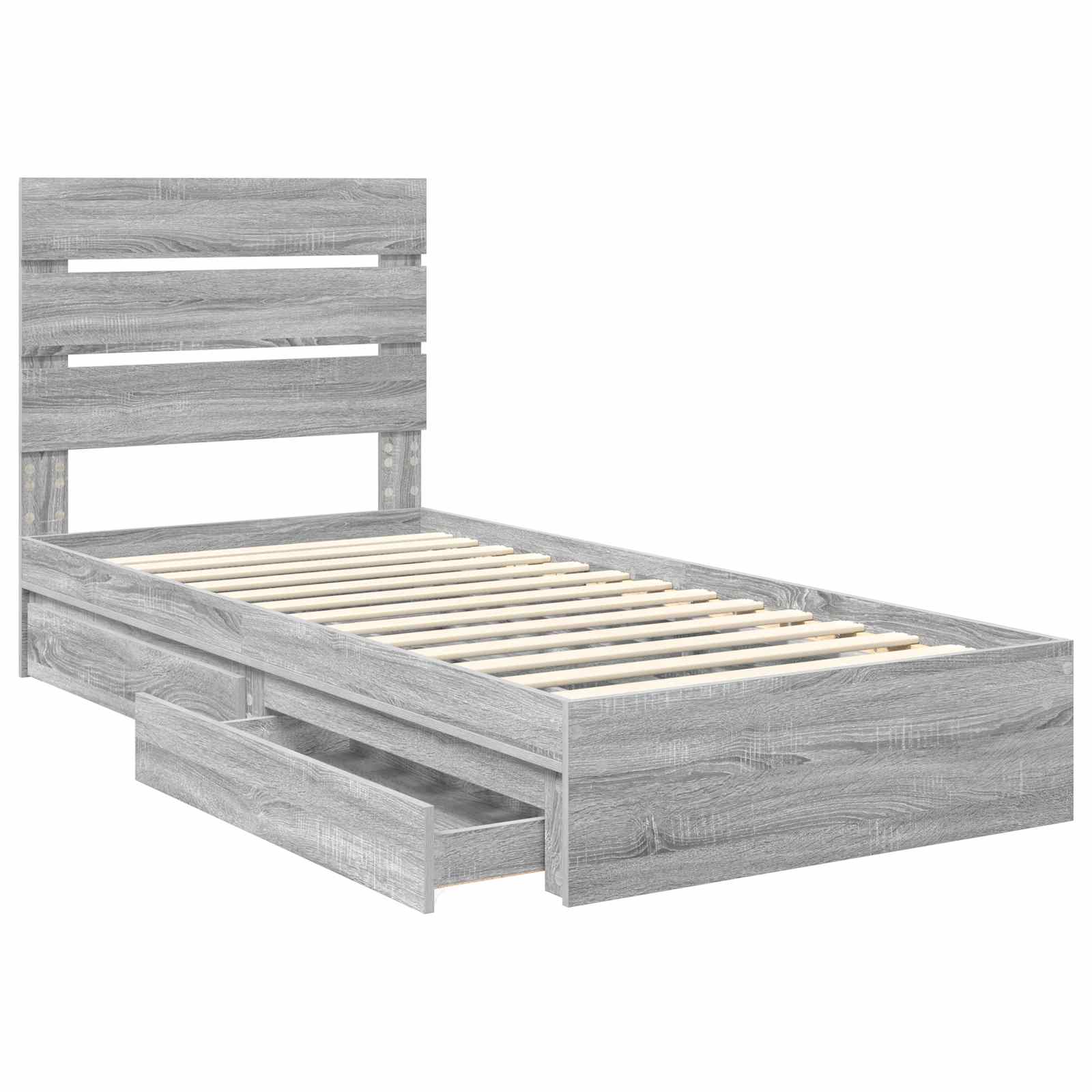 Krevet s od storage Siva Sonoma 90 x 190 cm Konstruirano drvo
