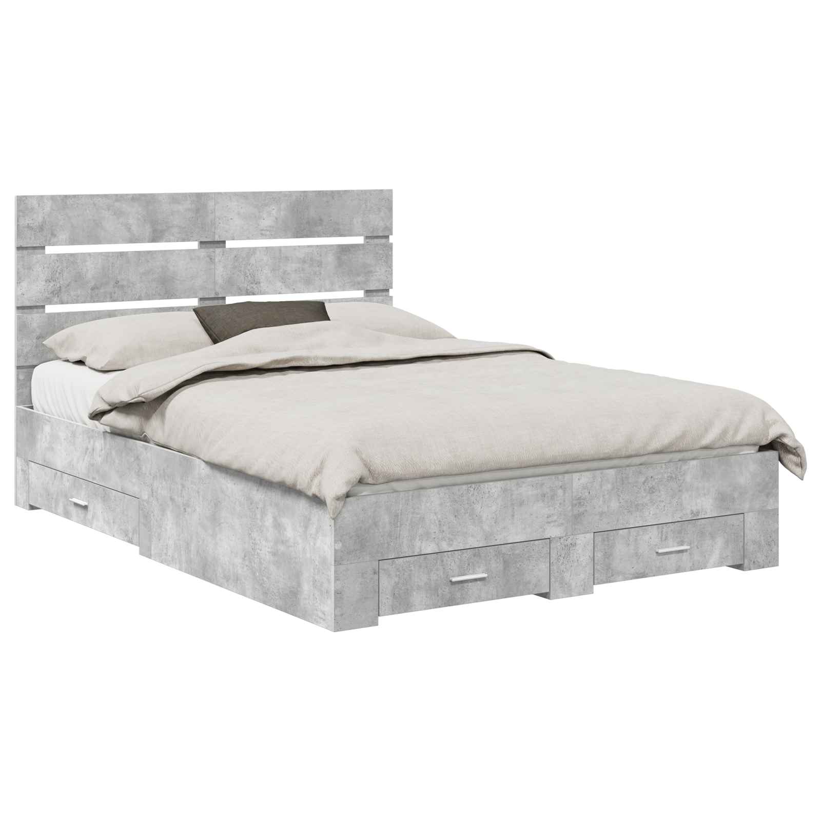 Krevetna konstrukcija s ladicama Betonski sivi 140 x 200 cm