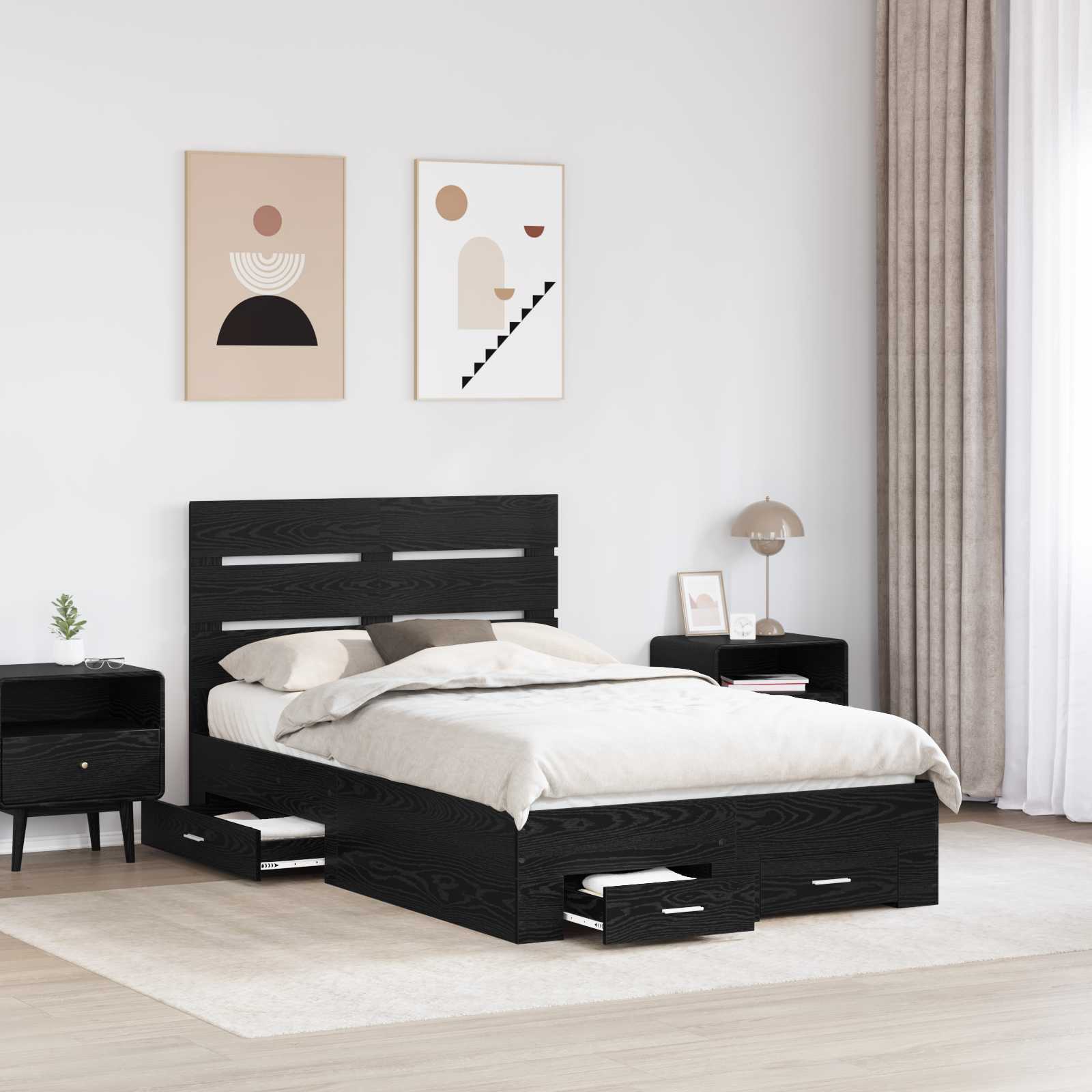Krevetna konstrukcija Crni hrast 120 x 200 cm Konstruirano drvo