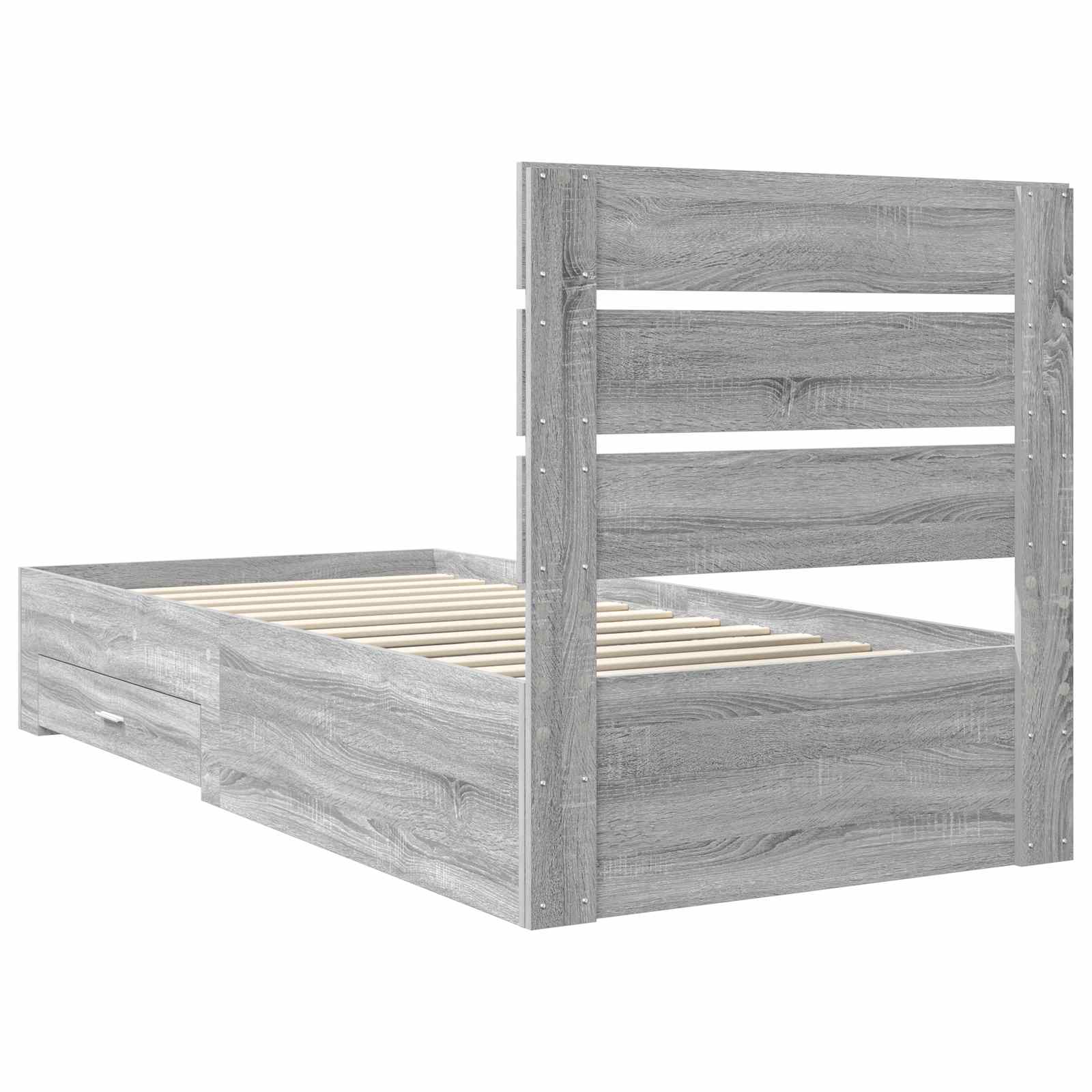Krevetna konstrukcija Sivi Sonoma i srebrna 75 x 190 cm