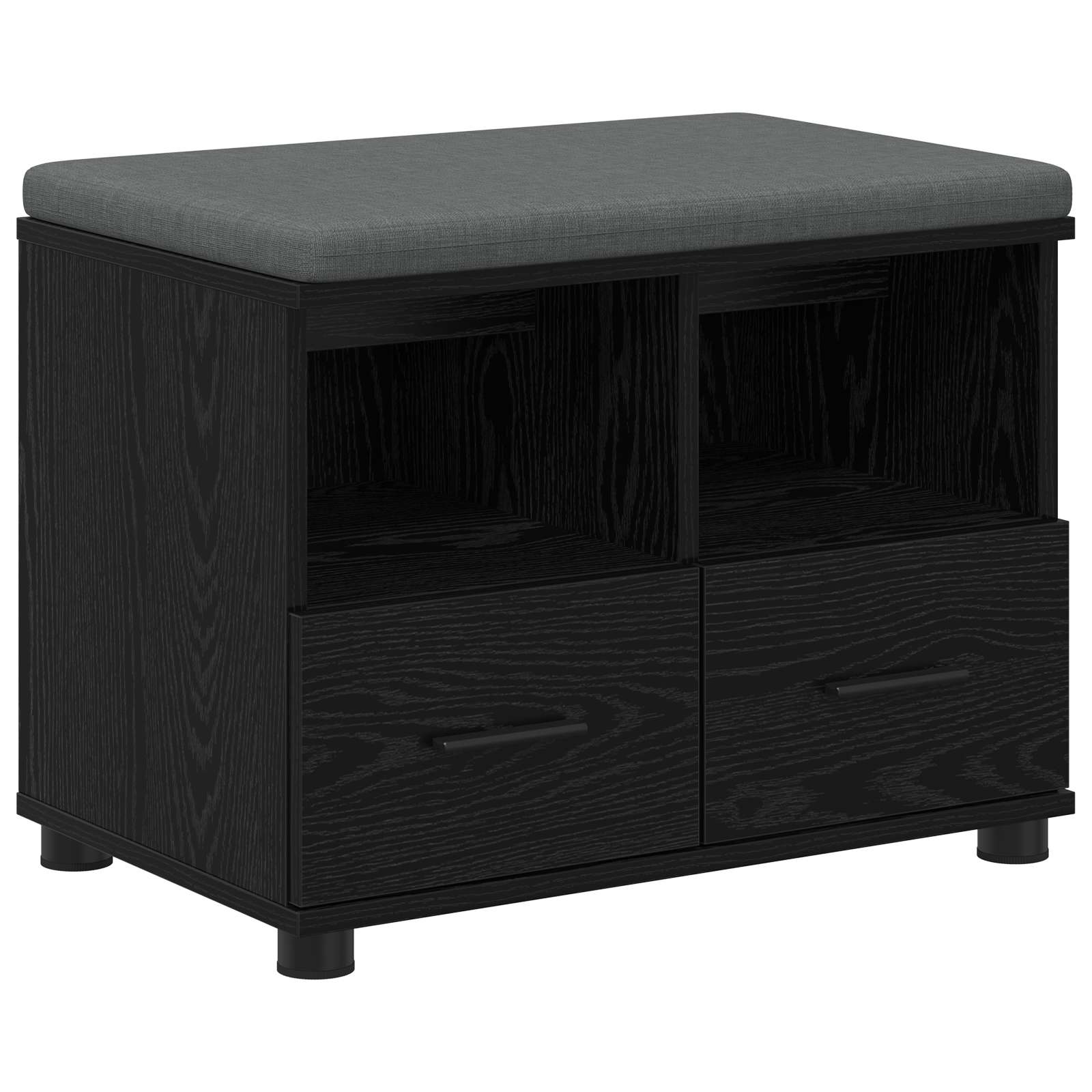 Klupa za hodnik s jastukom s policom Crni Hrast 60 x 38 x 46 cm
