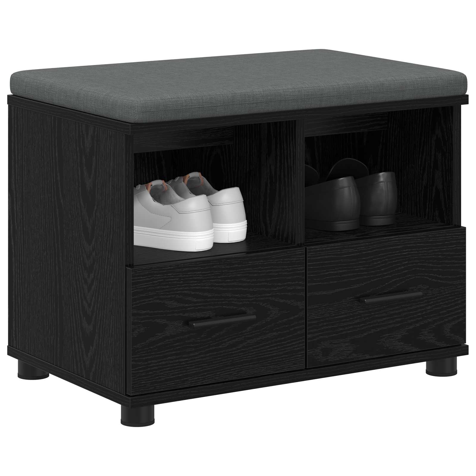 Klupa za hodnik s jastukom s policom Crni Hrast 60 x 38 x 46 cm