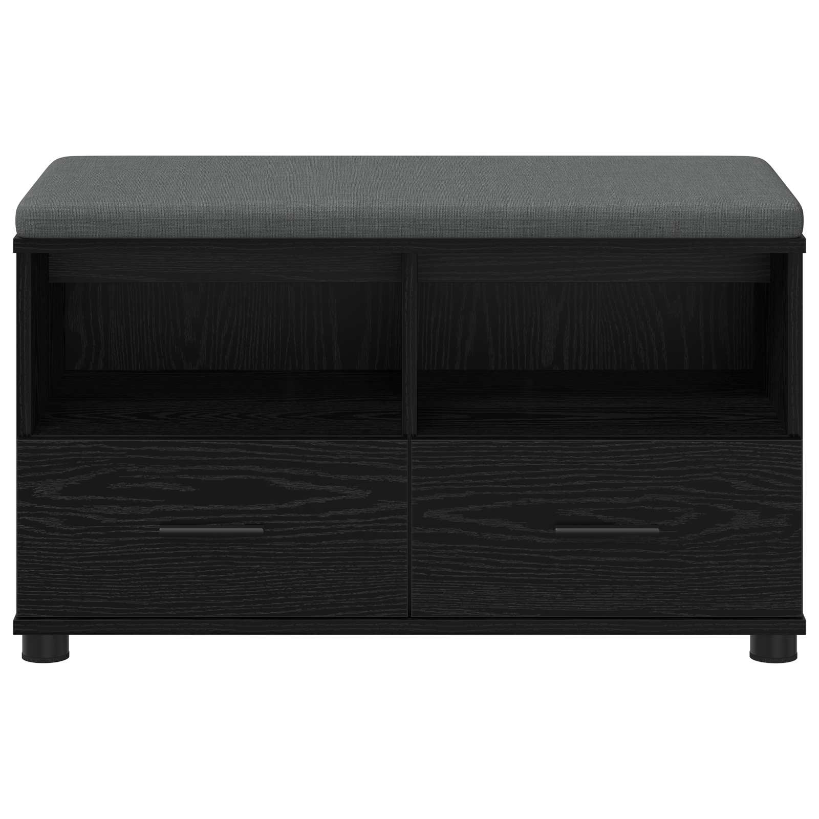 Klupa za hodnik s jastukom s policom Crni Hrast 80 x 38 x 46 cm
