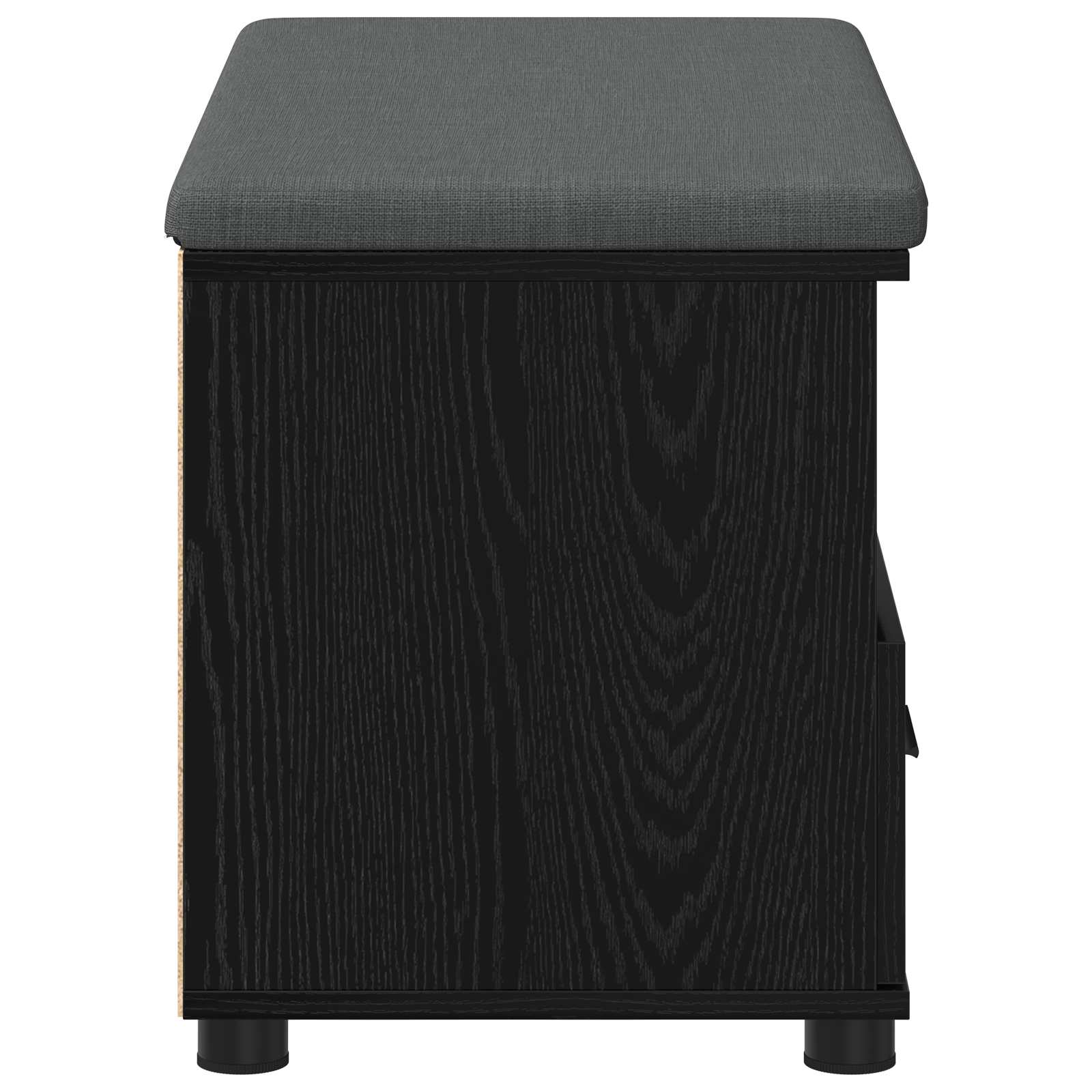 Klupa za hodnik s jastukom s policom Crni Hrast 80 x 38 x 46 cm