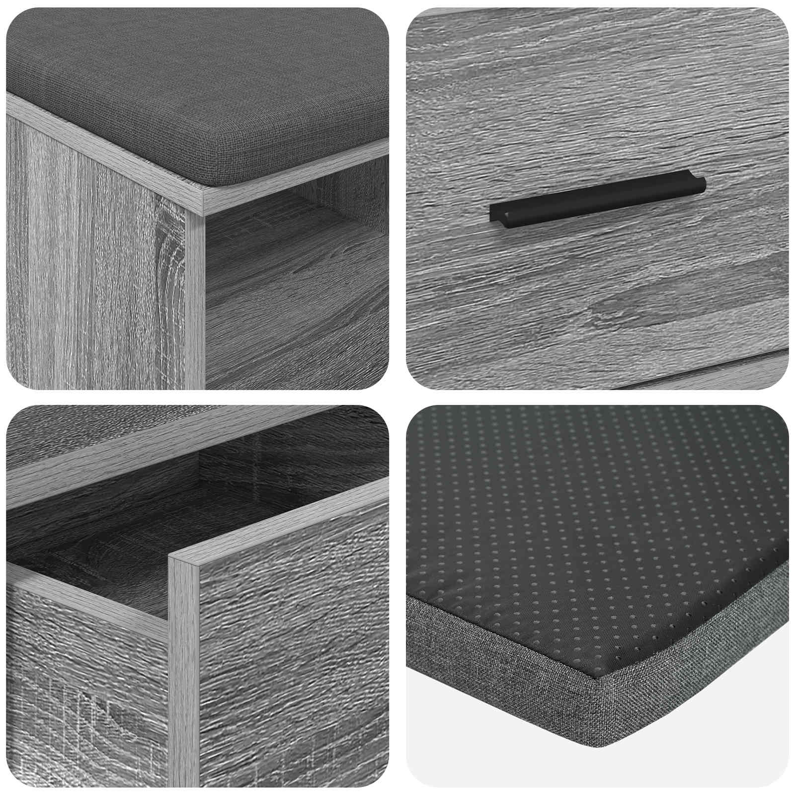 Klupa za hodnik s jastukom Sivi Sonoma 80 x 38 x 46 cm
