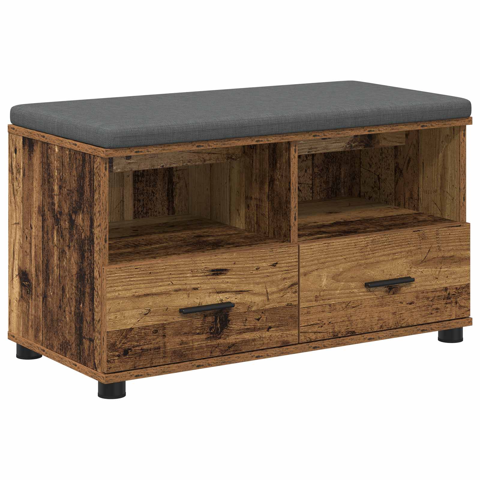 Klupa za hodnik s jastukom s policom Staro drvo 80 x 38 x 46 cm