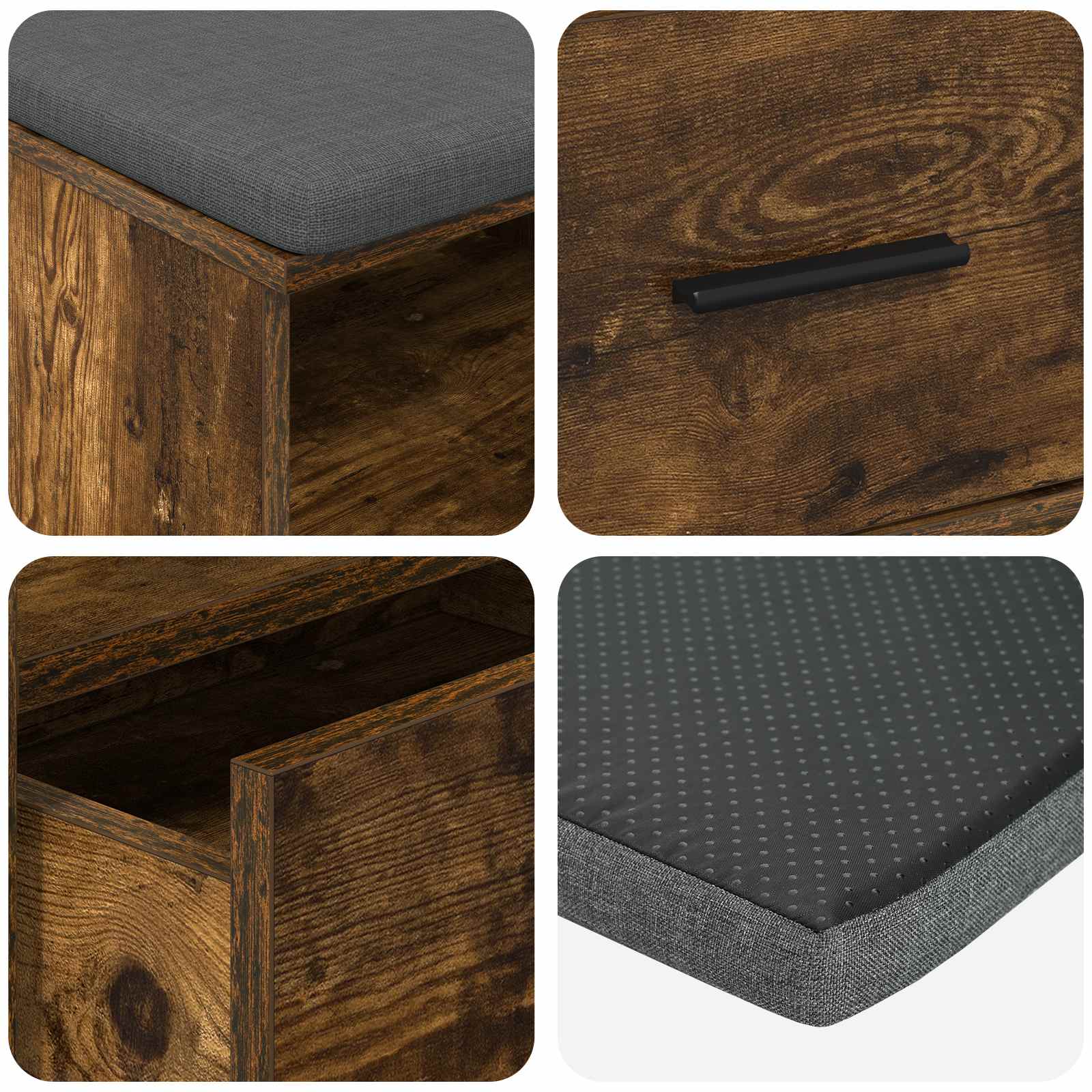 Klupa za hodnik s jastukom Dimljeni Hrast 100 x 38 x 46 cm