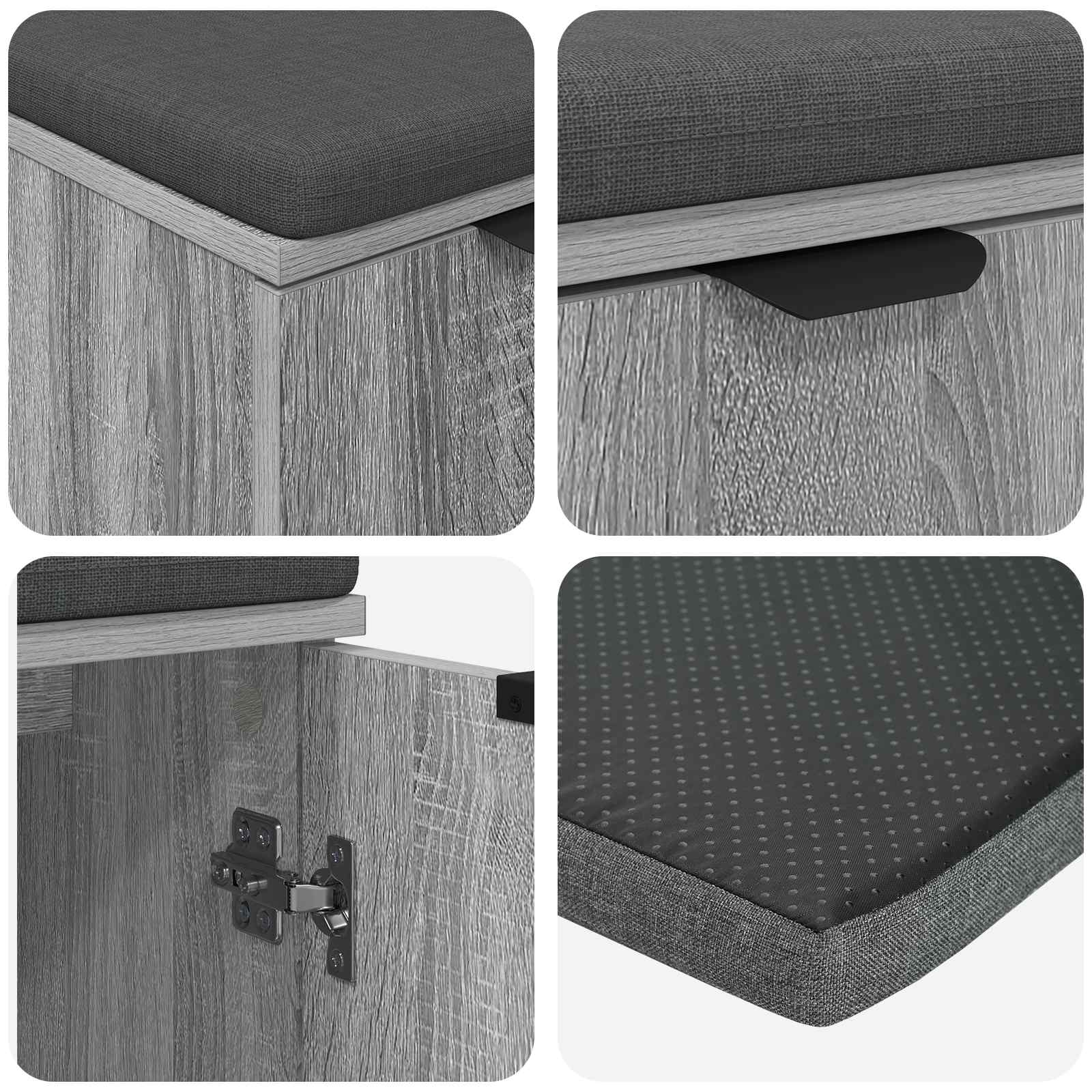 Klupa za hodnik s jastukom Sivi Sonoma 60 x 38 x 46 cm