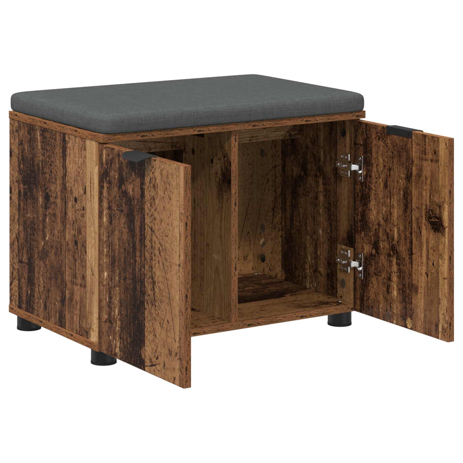 Klupa za hodnik s jastukom s policom Staro drvo 60 x 38 x 46 cm