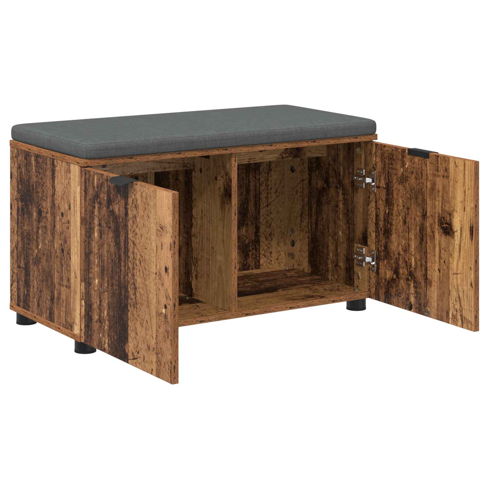 Klupa za hodnik s jastukom s policom Staro drvo 80 x 38 x 46 cm