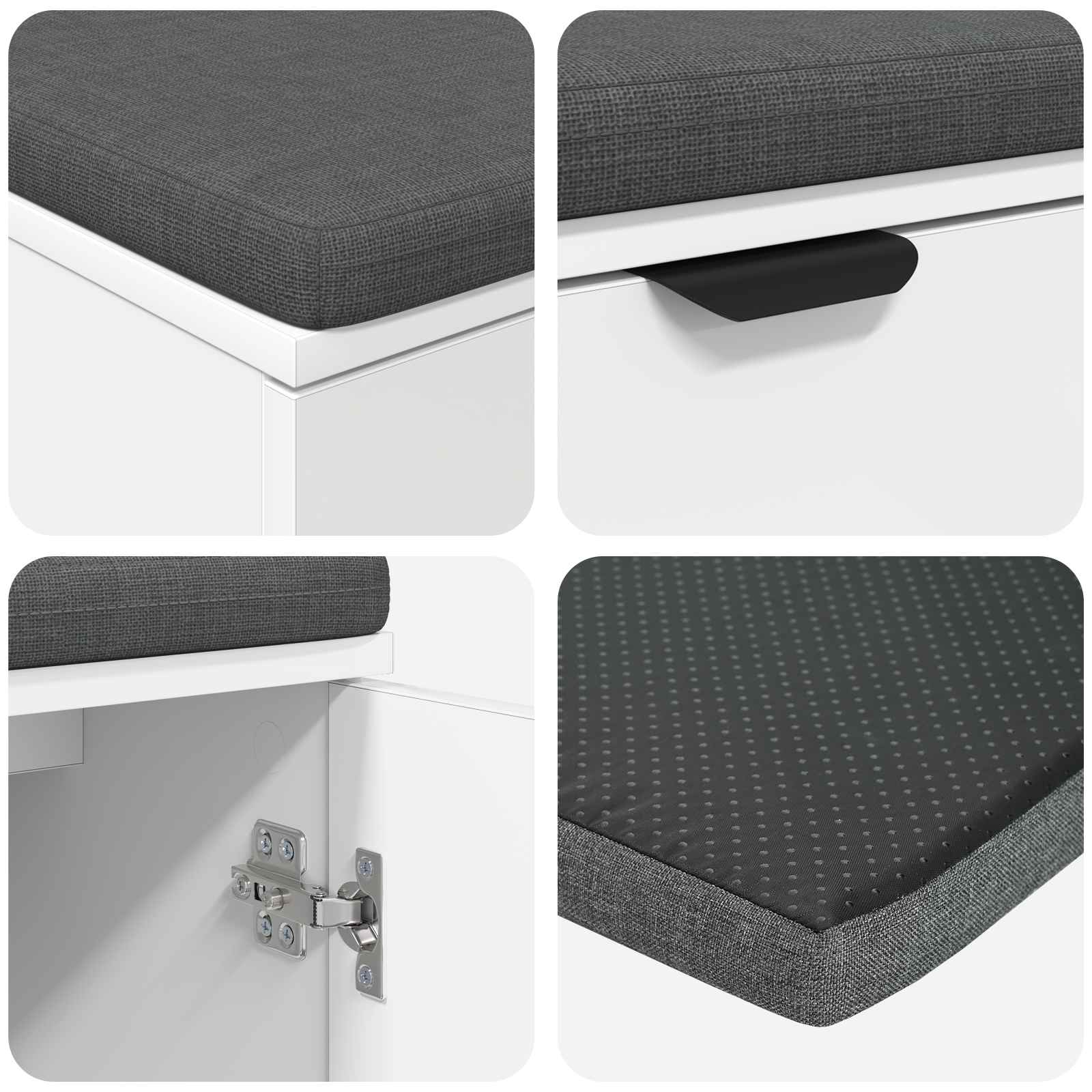 Klupa za hodnik s jastukom s policom Bijeli 100 x 38 x 46 cm
