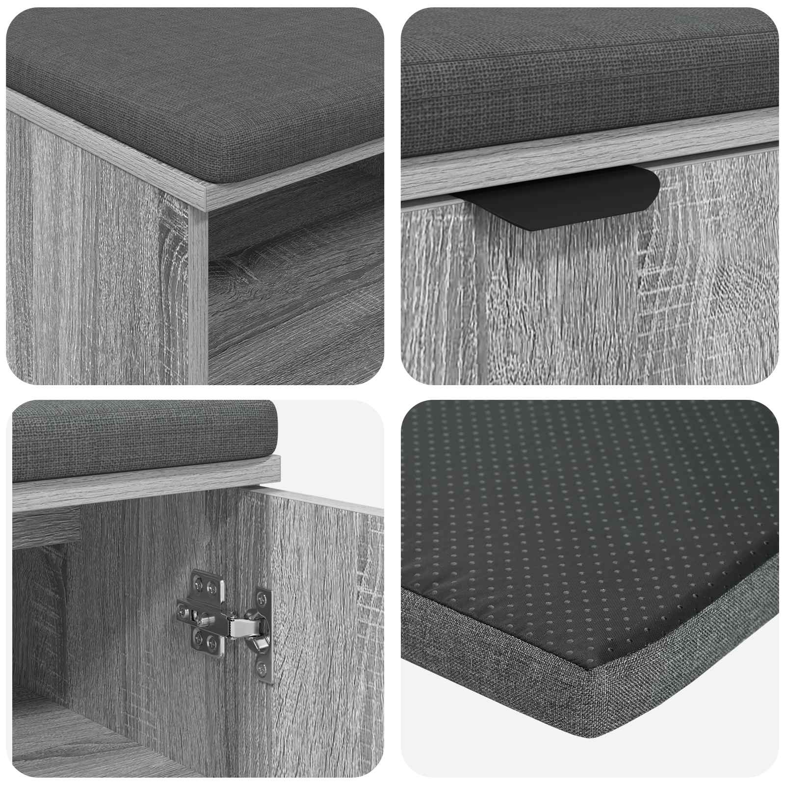 Klupa za hodnik s jastukom Sivi Sonoma 60 x 38 x 46 cm