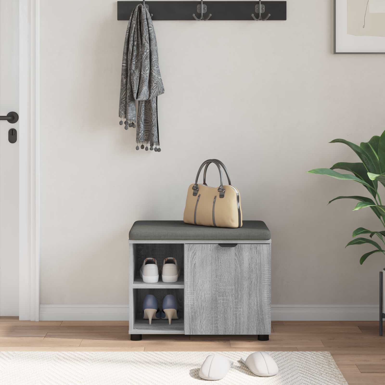 Klupa za hodnik s jastukom Sivi Sonoma 60 x 38 x 46 cm