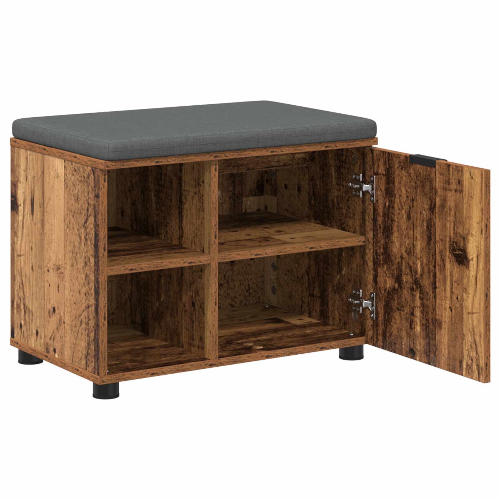 Klupa za hodnik s jastukom s policom Staro drvo 60 x 38 x 46 cm