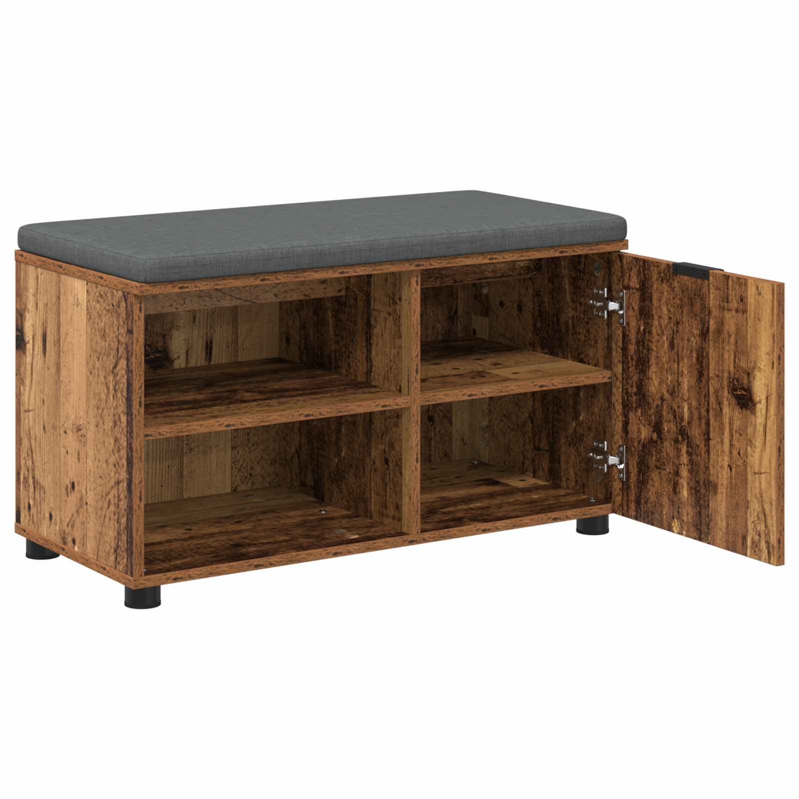 Klupa za hodnik s jastukom s policom Staro drvo 80 x 38 x 46 cm