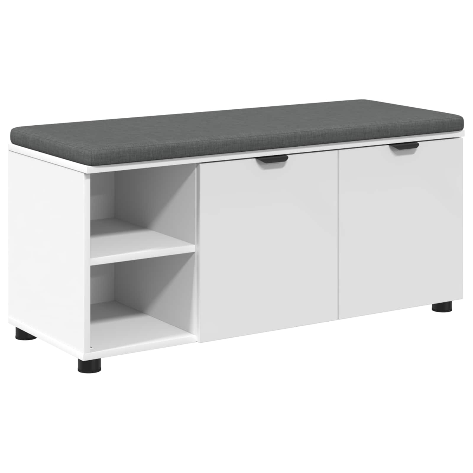 Klupa za hodnik s jastukom s policom Bijeli 100 x 38 x 46 cm