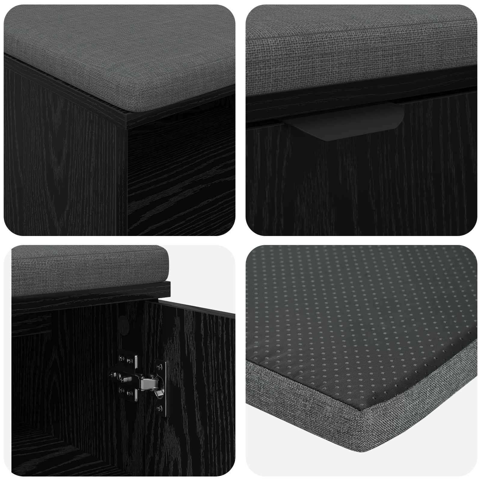 Klupa za hodnik s jastukom Crni Hrast 100 x 38 x 46 cm