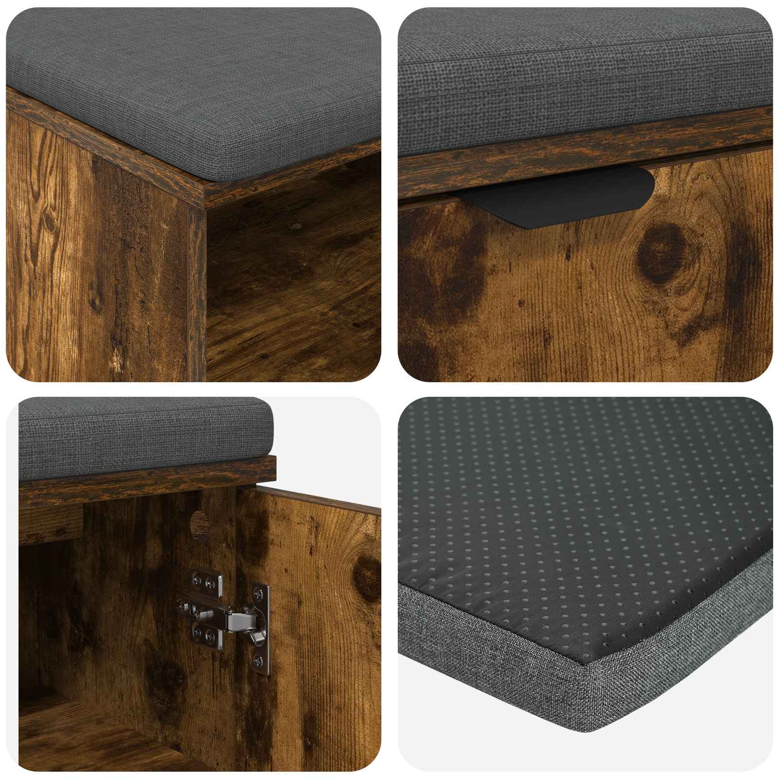 Klupa za hodnik s jastukom Dimljeni Hrast 100 x 38 x 46 cm