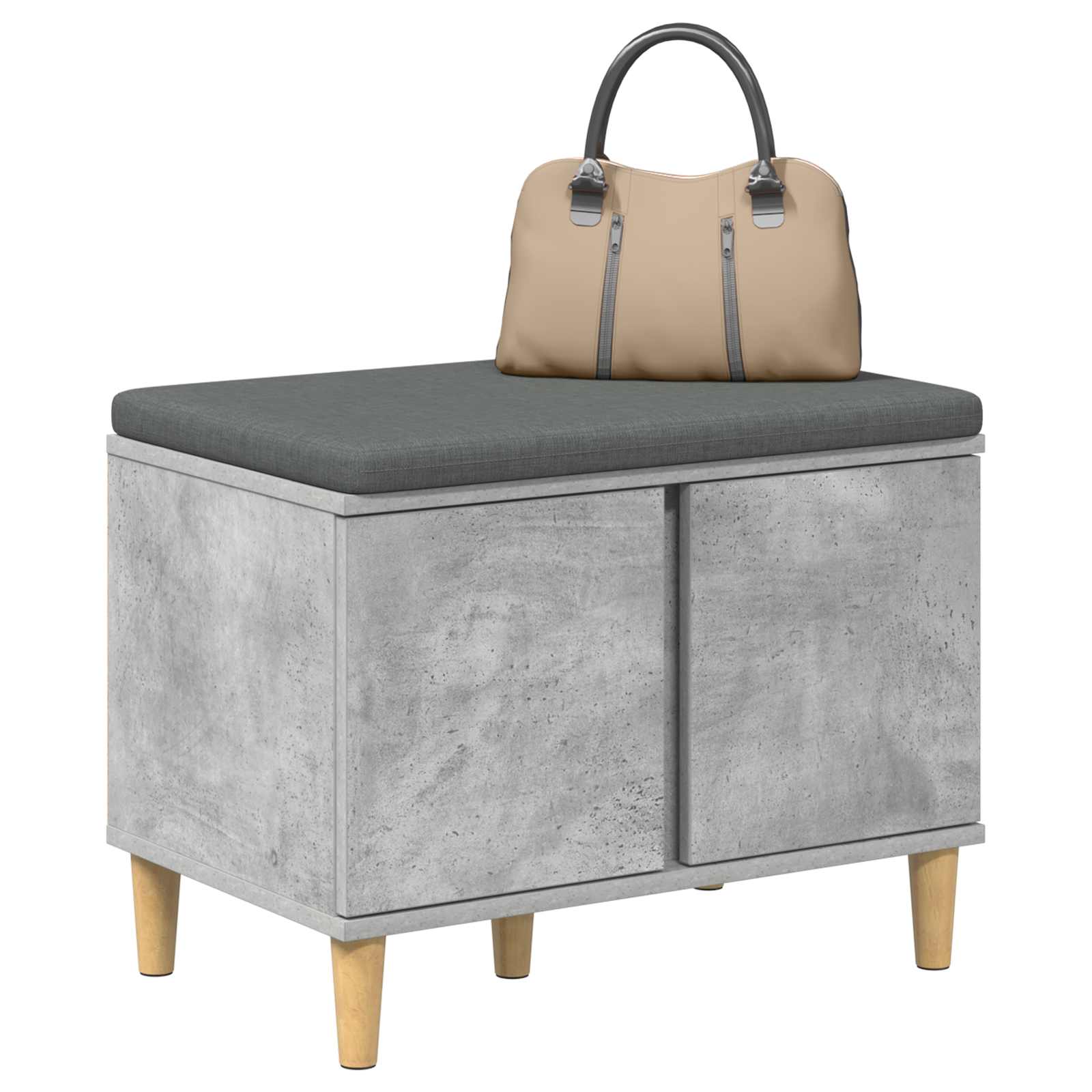 Klupa za hodnik s jastukom Betonsko Siva 60 x 38 x 46 cm