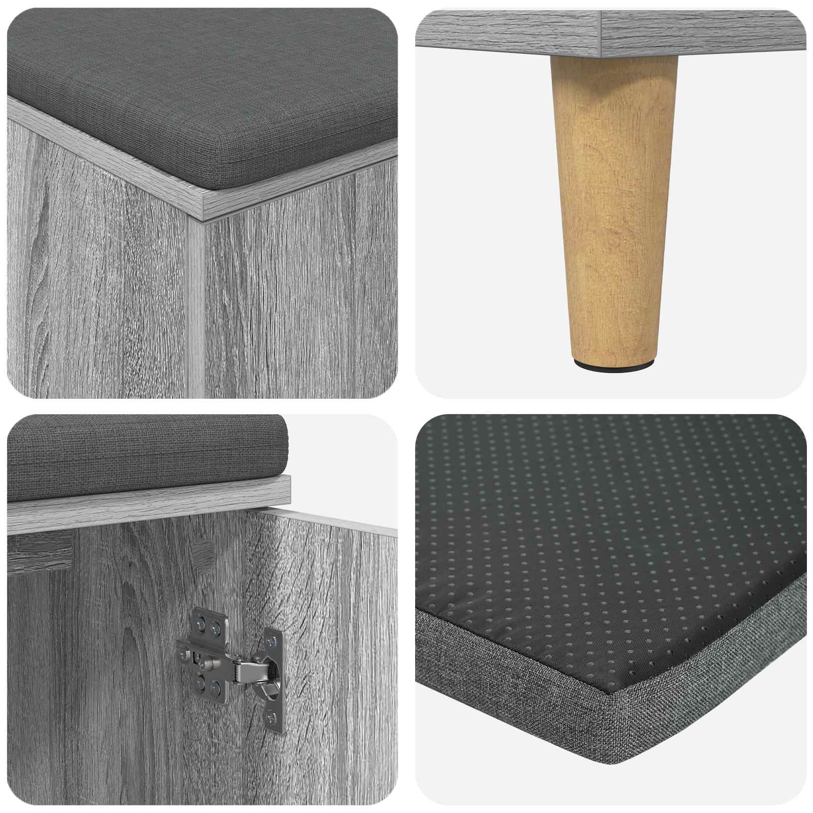 Klupa za hodnik s jastukom Sivi Sonoma 60 x 38 x 46 cm
