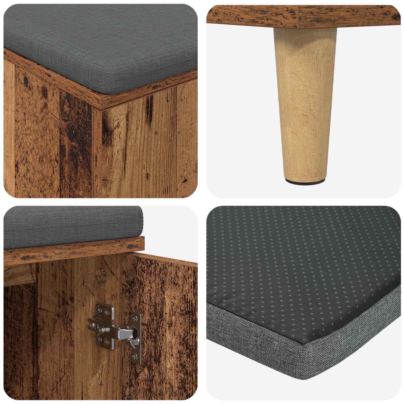 Klupa za hodnik s jastukom s vratima Staro drvo 60 x 38 x 46 cm