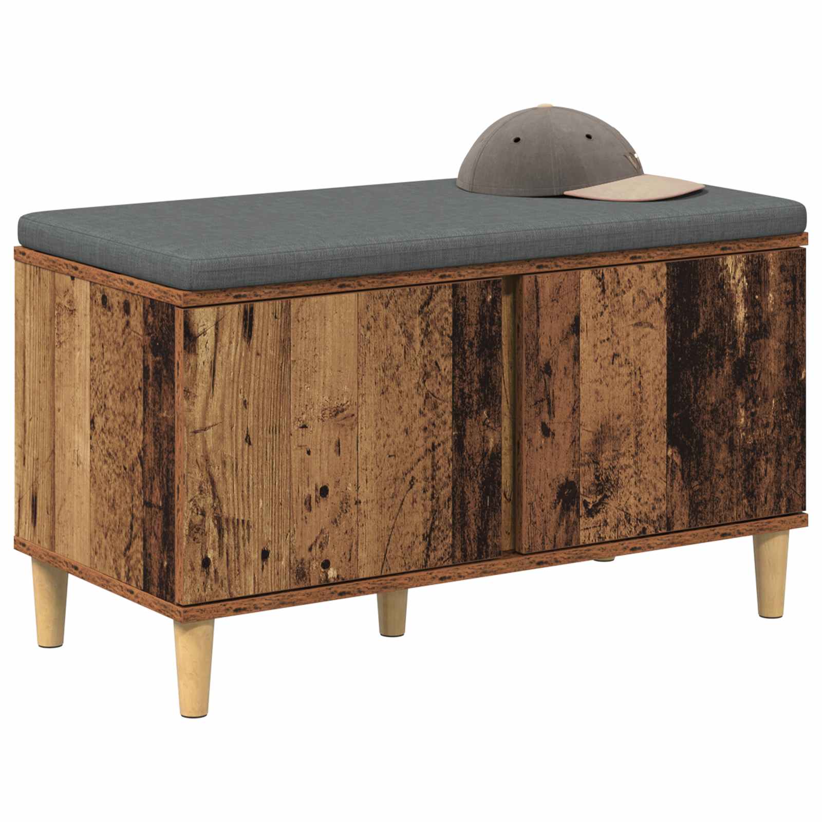 Klupa za hodnik s jastukom s vratima Staro drvo 80 x 38 x 46 cm