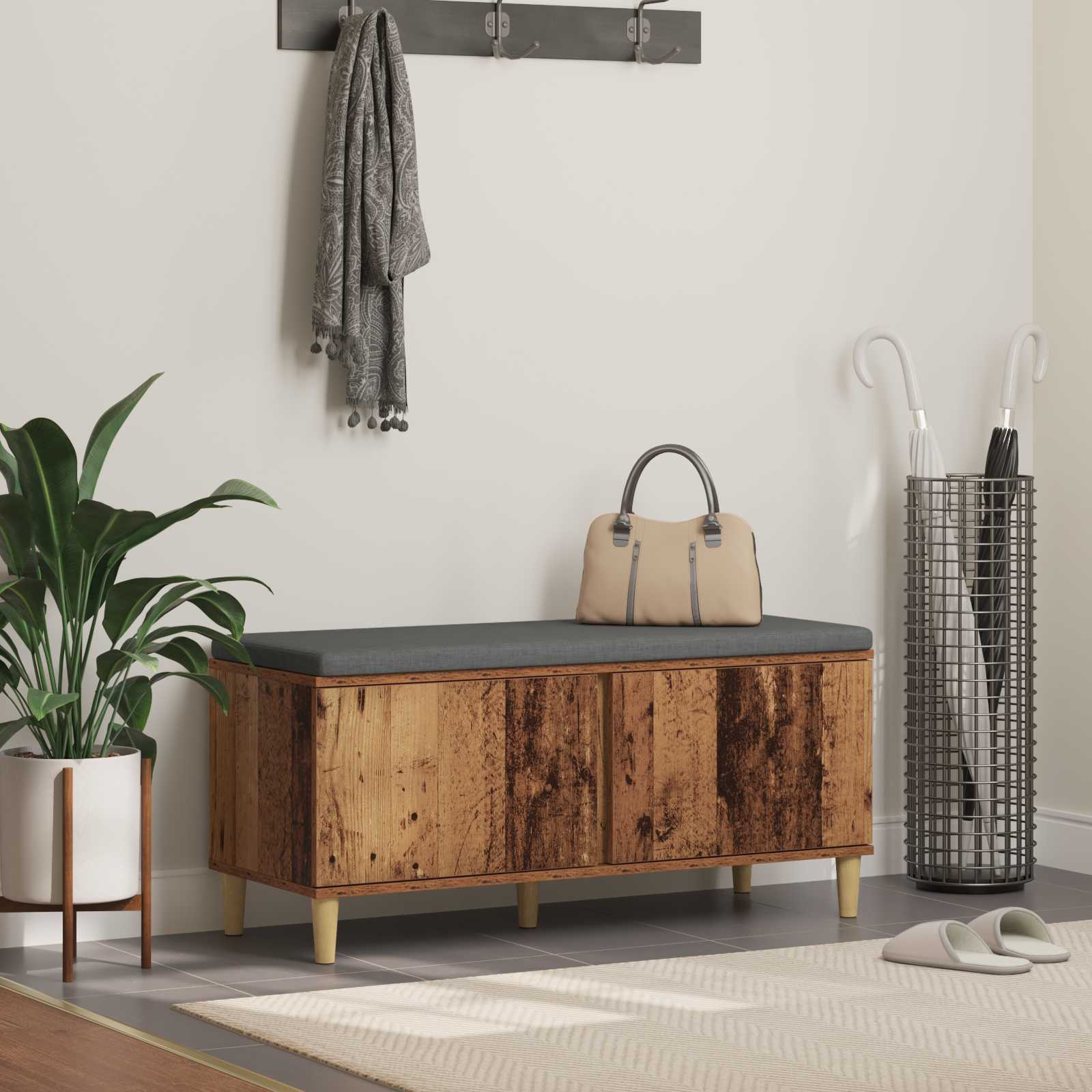 Klupa za hodnik s jastukom Staro drvo 100 x 38 x 46 cm