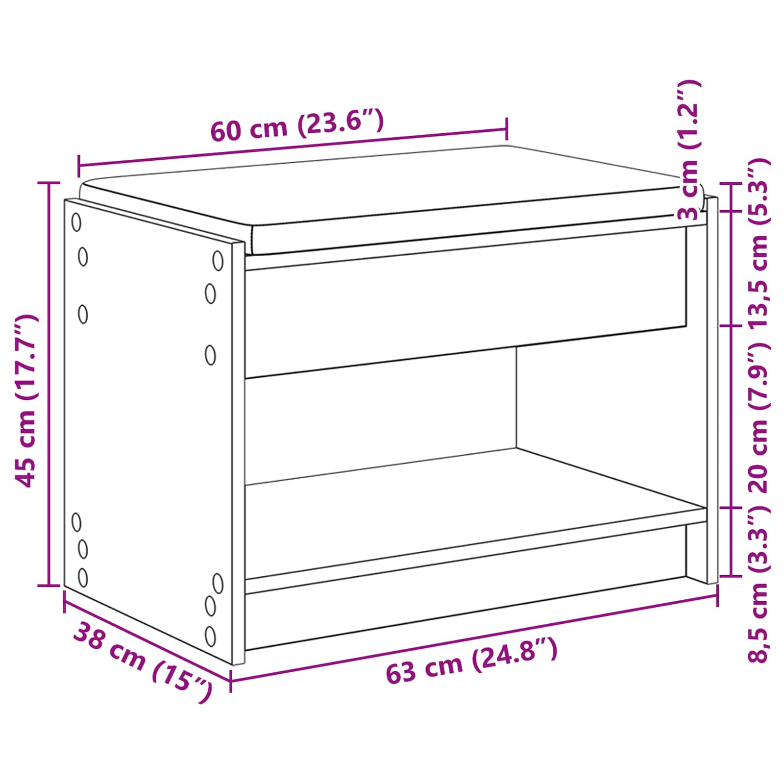 Klupa za hodnik s jastukom Zanatski Hrast 63 x 38 x 45 cm