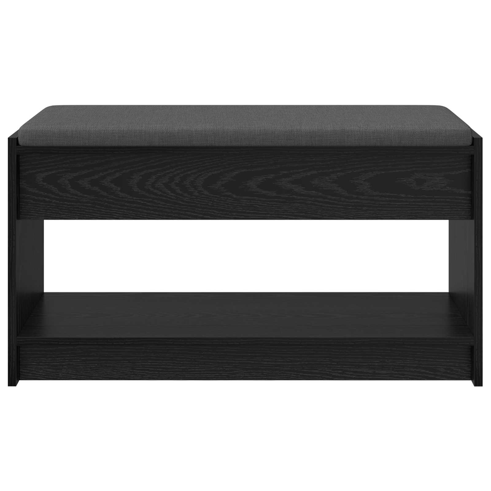 Klupa za hodnik s jastukom s policom Crni Hrast 83 x 38 x 45 cm