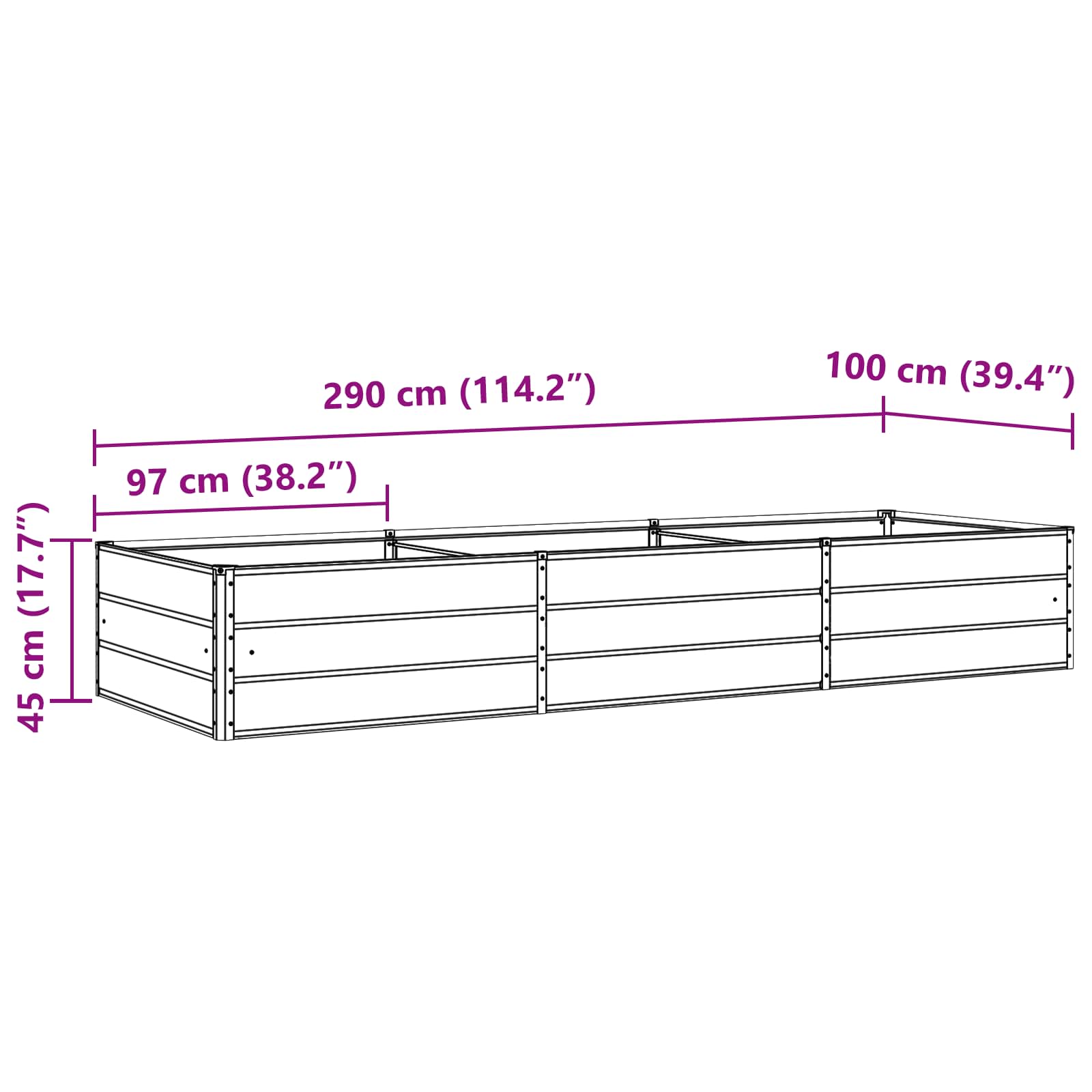 Sadilica Svijetlo siva 290 x 100 x 45 cm Cinkani čelik