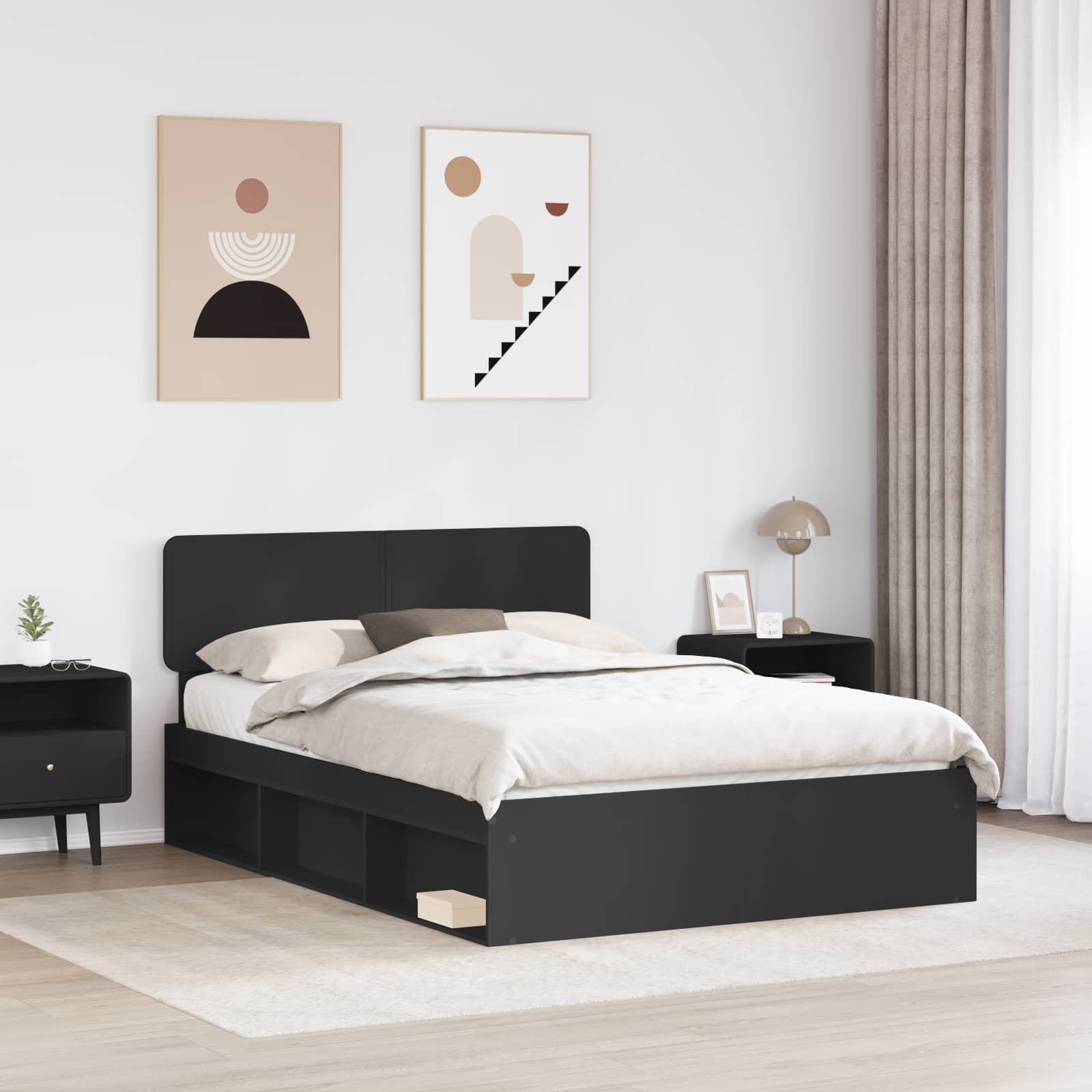 Krevetna konstrukcija Crna 160 x 200 cm Čvrsto borovo drvo